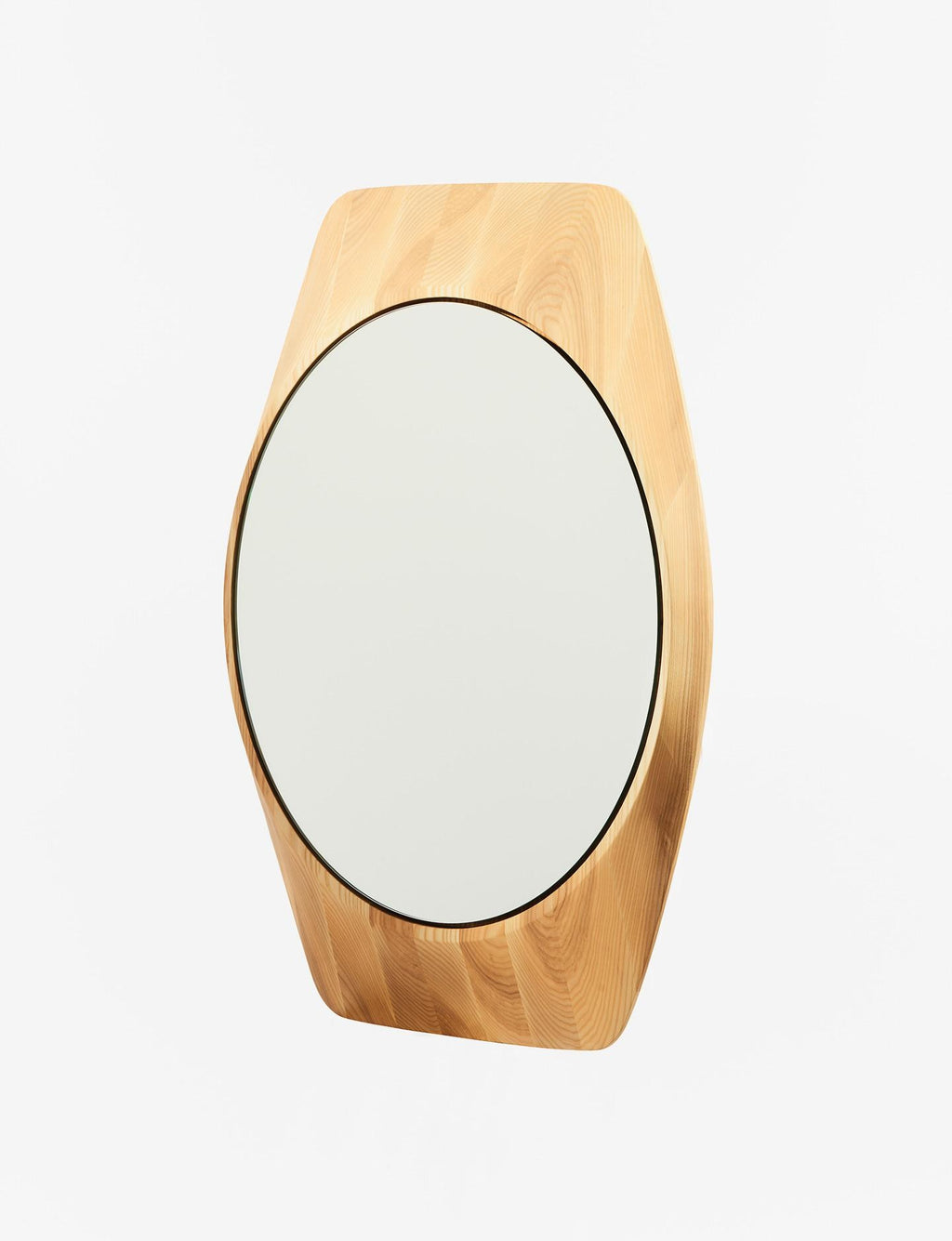 Aurelia Round Solid Oak Mirror, Natural Wood Wall Mirror, Organic Entryway & Bathroom Mirror