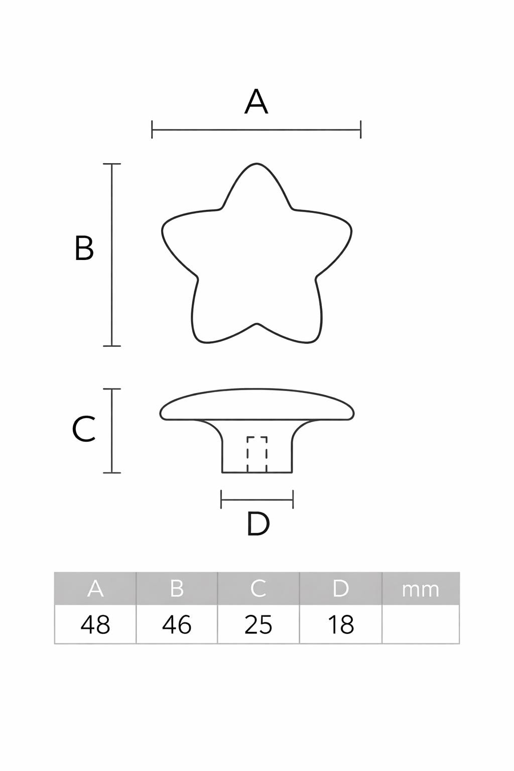 Star-Shaped Cabinet Knob, Solid Oak Drawer Knob, Wooden Knob for Kids' Furniture