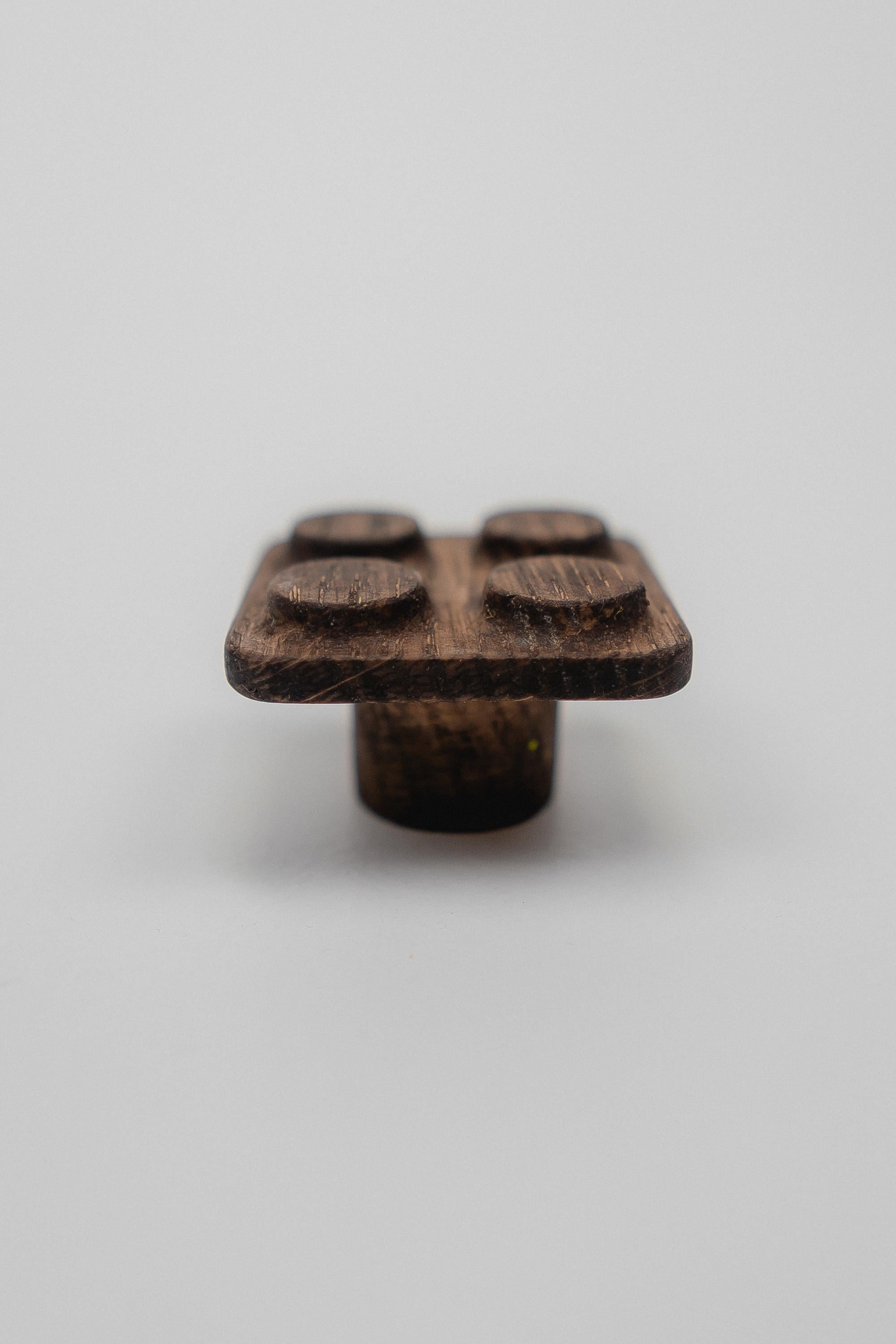 Solid Oak Building Block Cabinet Knob, Wooden Kids Furniture Handle for Cabinets and Dressers