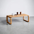 Solid Oak Coffee Table, Scandinavian Japandi Coffee Table with Rounded Legs, Minimalist Wooden Living Room Furniture