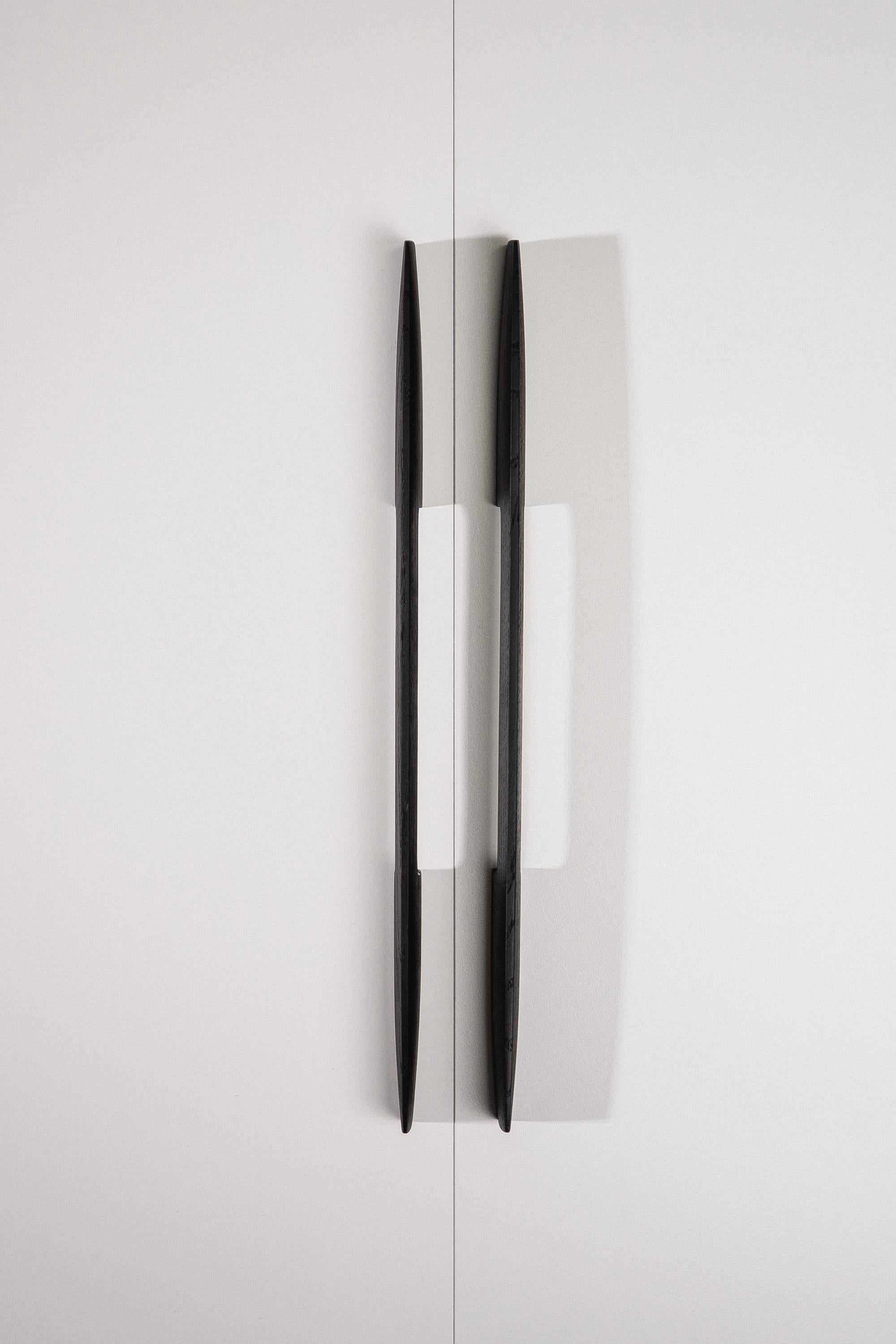 Ridge Black Oak Cabinet Handle, Geometric Wooden Handle for Kitchen Cabinets and Furniture