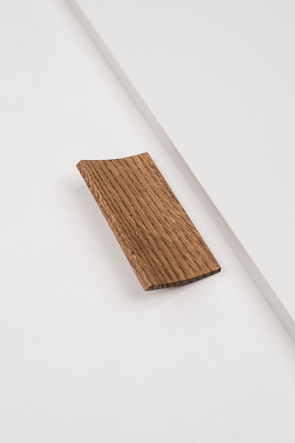 Plank Solid Oak Cabinet Handle, Long Wooden Furniture Handle, Walnut Finish