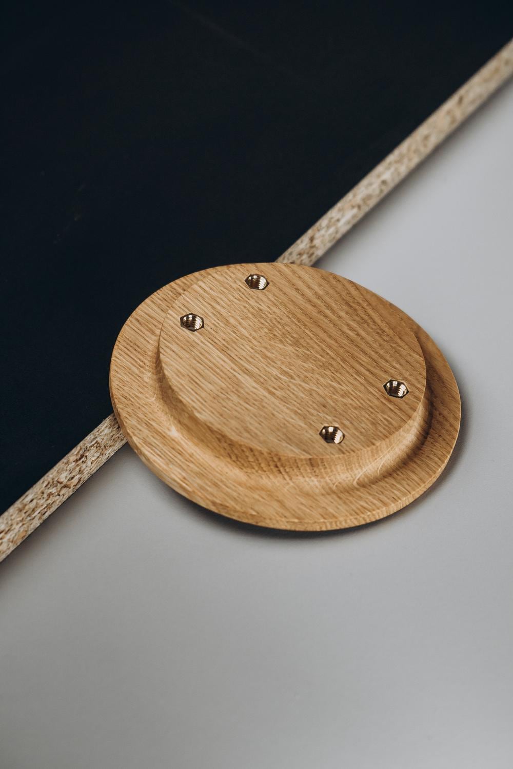 Round Solid Oak Cabinet Knobs, Wooden Round Furniture Knobs, Large Drawer and Cabinet Knobs, Minimalist Cabinet Hardware