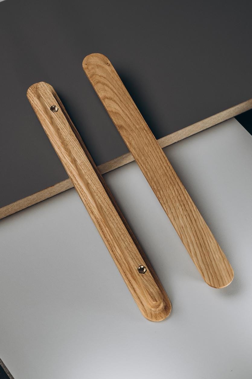 Solid Oak Kitchen Cabinet Handle – Minimalist Wooden Furniture Handle – Handmade Natural Wood Pull – Modern Kitchen Hardware