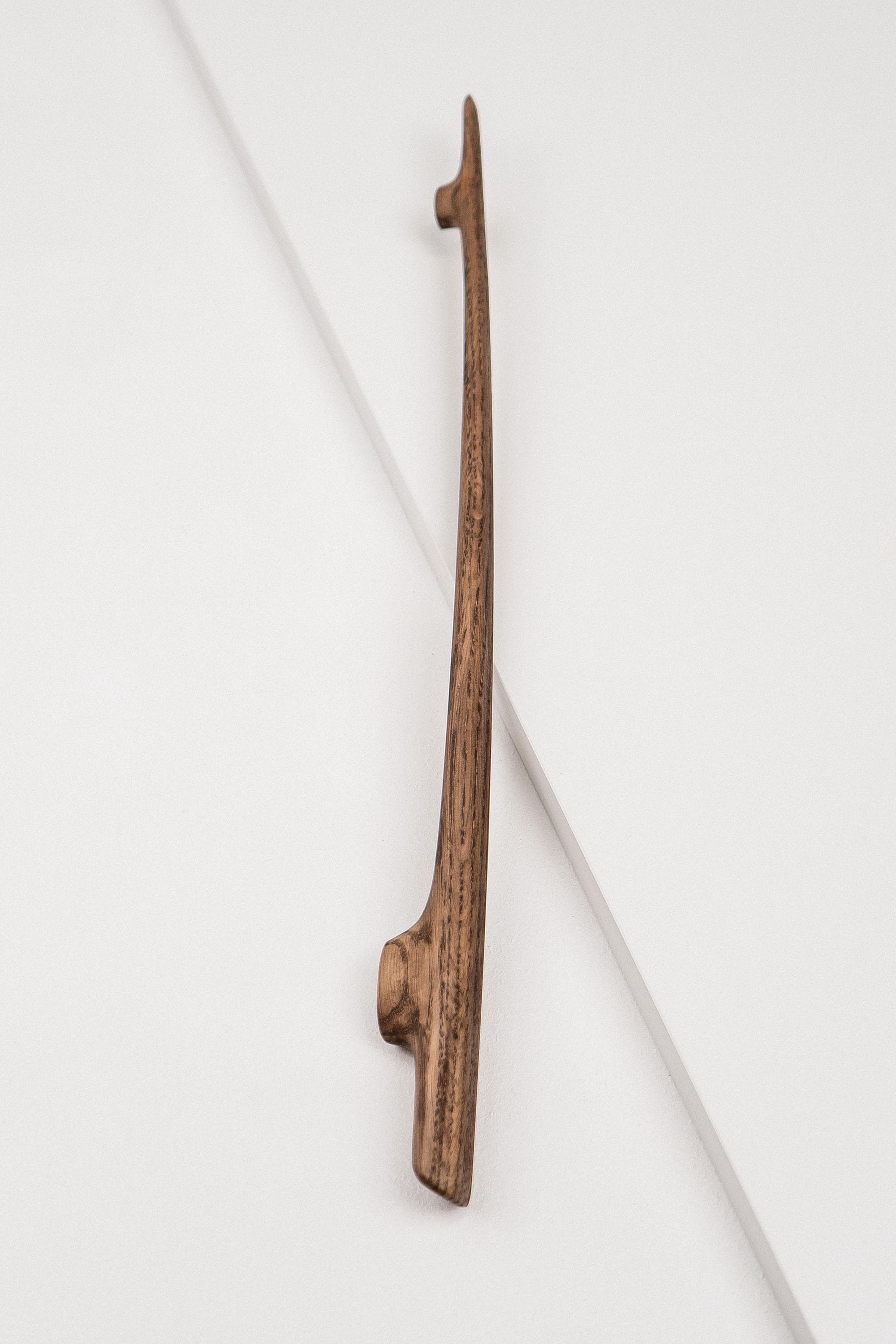 Glide Solid Oak Cabinet Handle, Long Wooden Handle for Kitchen Cabinets and Furniture, Walnut Finish