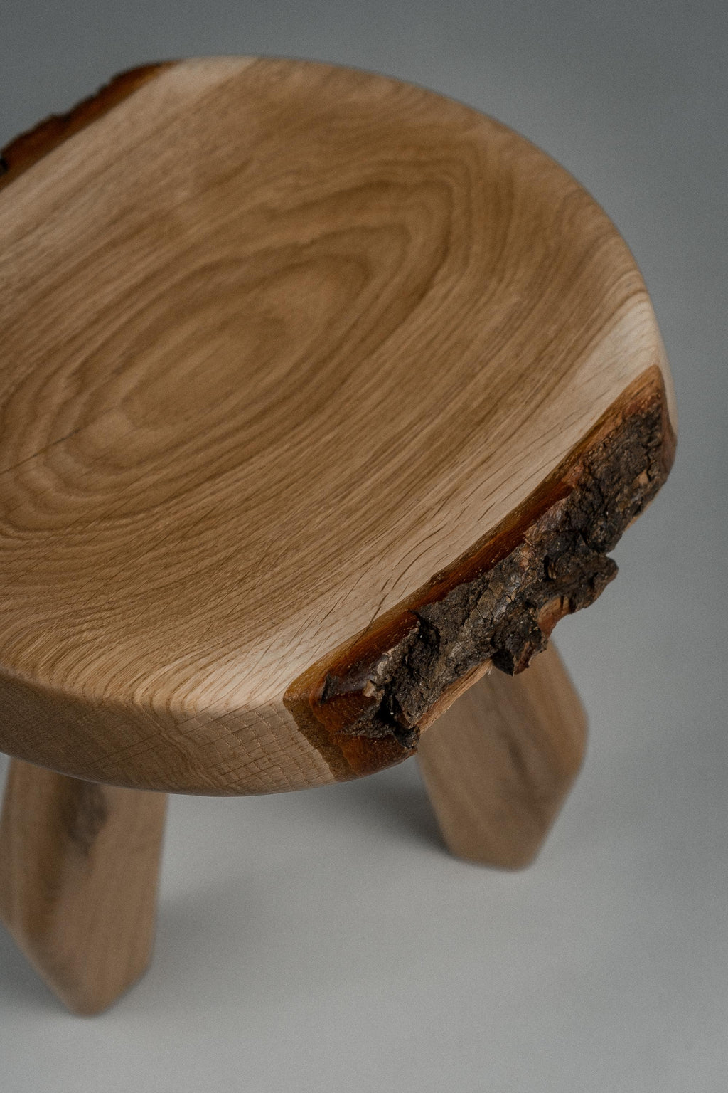 Meribel Milking Stool, Charlotte Perriand Inspired Oak Stool, Rustic Wooden Accent Seat