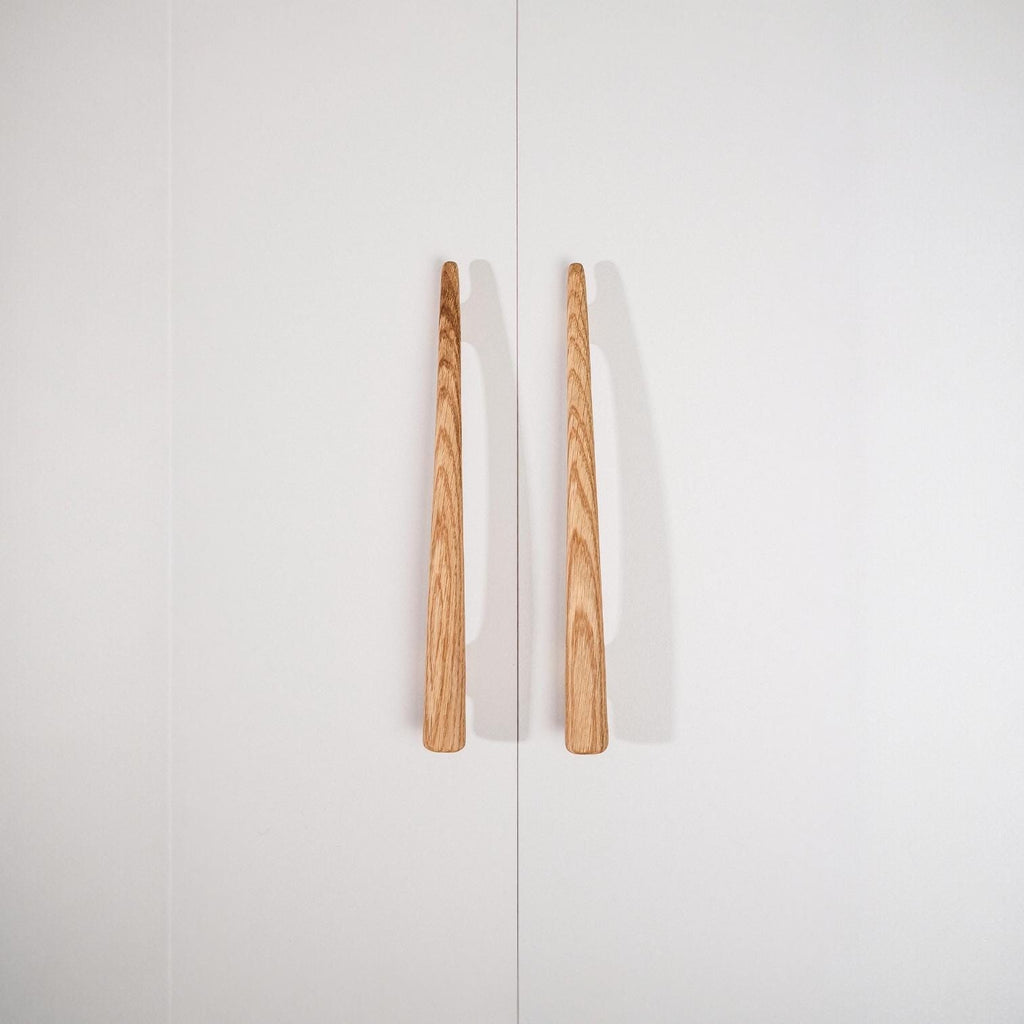 Glide Solid Oak Cabinet Handle, Long Wooden Handle for Kitchen Cabinets and Furniture