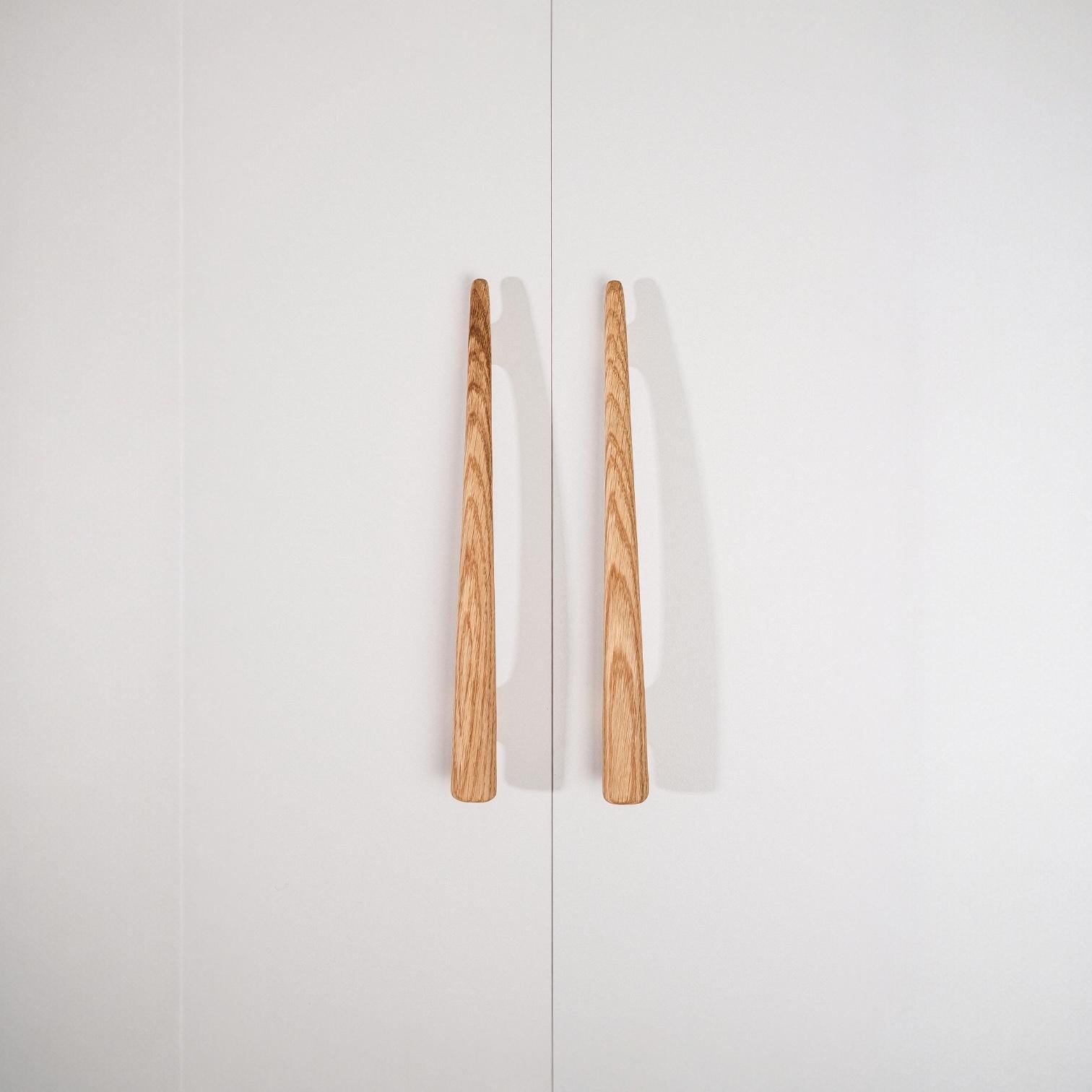 Glide Solid Oak Cabinet Handle, Long Wooden Handle for Kitchen Cabinets and Furniture