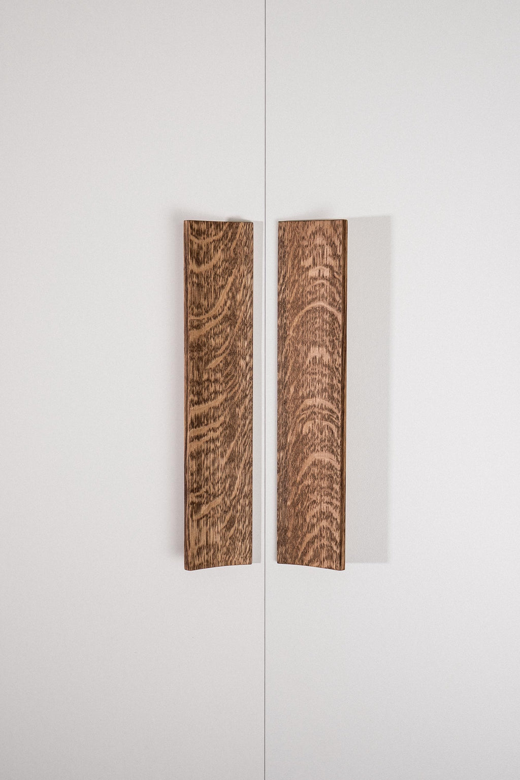 Plank Solid Oak Cabinet Handle, Long Wooden Furniture Handle, Walnut Finish