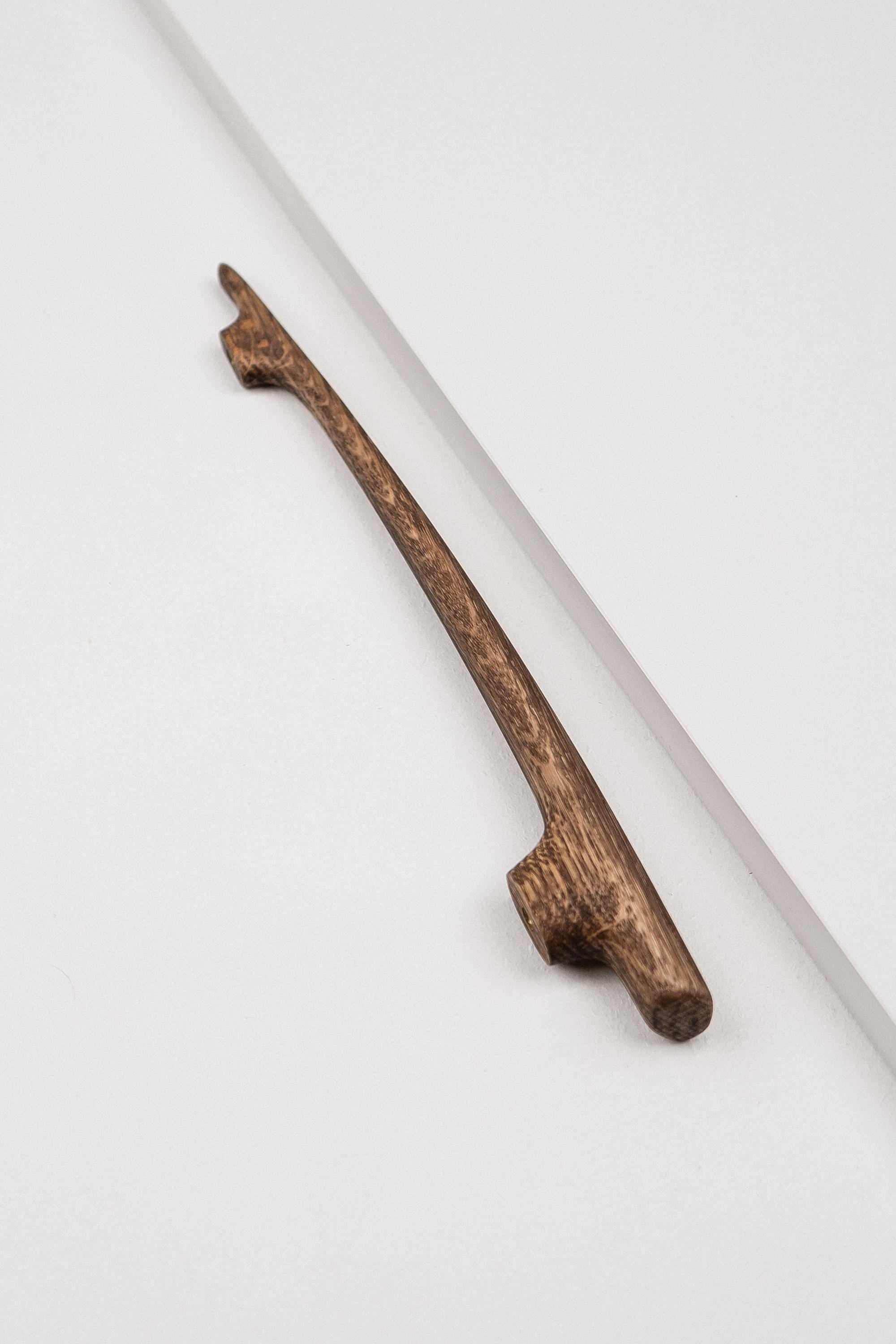 Glide Solid Oak Cabinet Handle, Long Wooden Handle for Kitchen Cabinets and Furniture, Walnut Finish