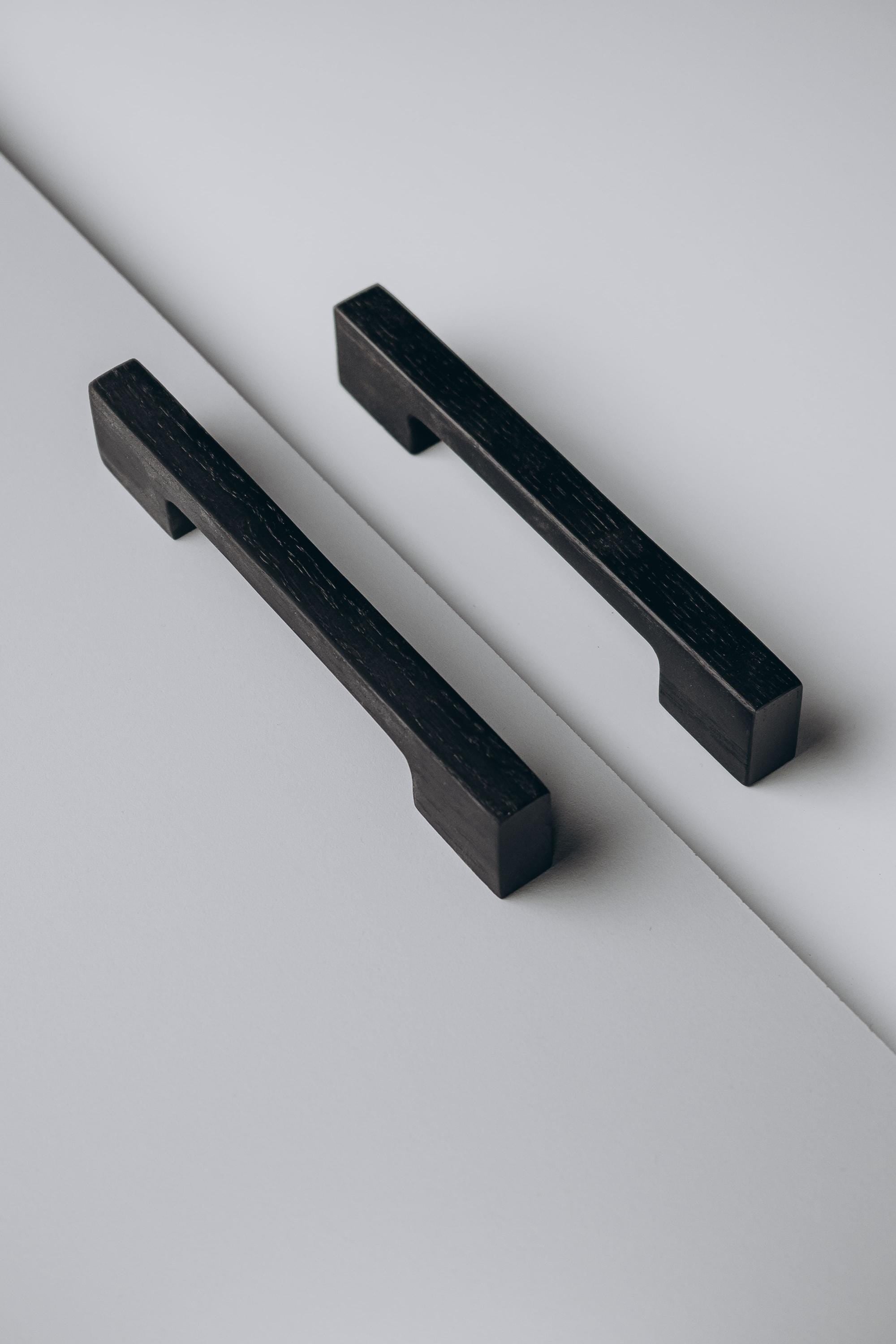 Long Solid Oak Cabinet Handles, Minimalist Wooden Handles for Cabinets and Drawers, Modern Furniture Hardware