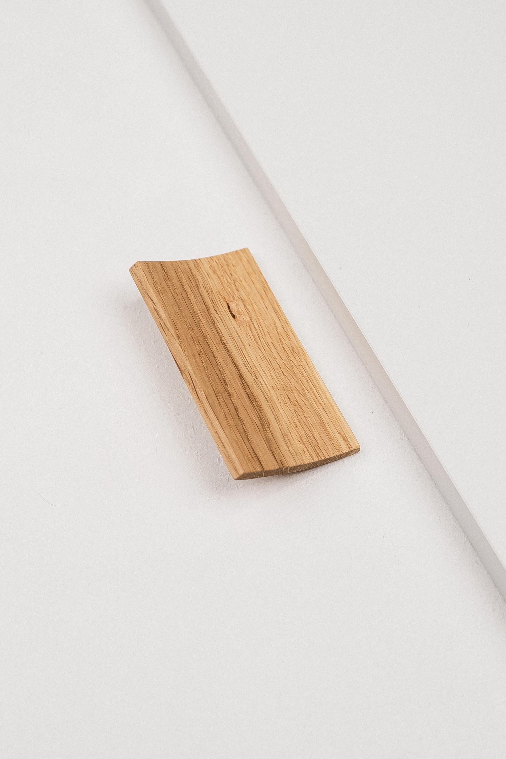 Plank Solid Oak Cabinet Handle, Long Wooden Furniture Handle, Walnut Finish