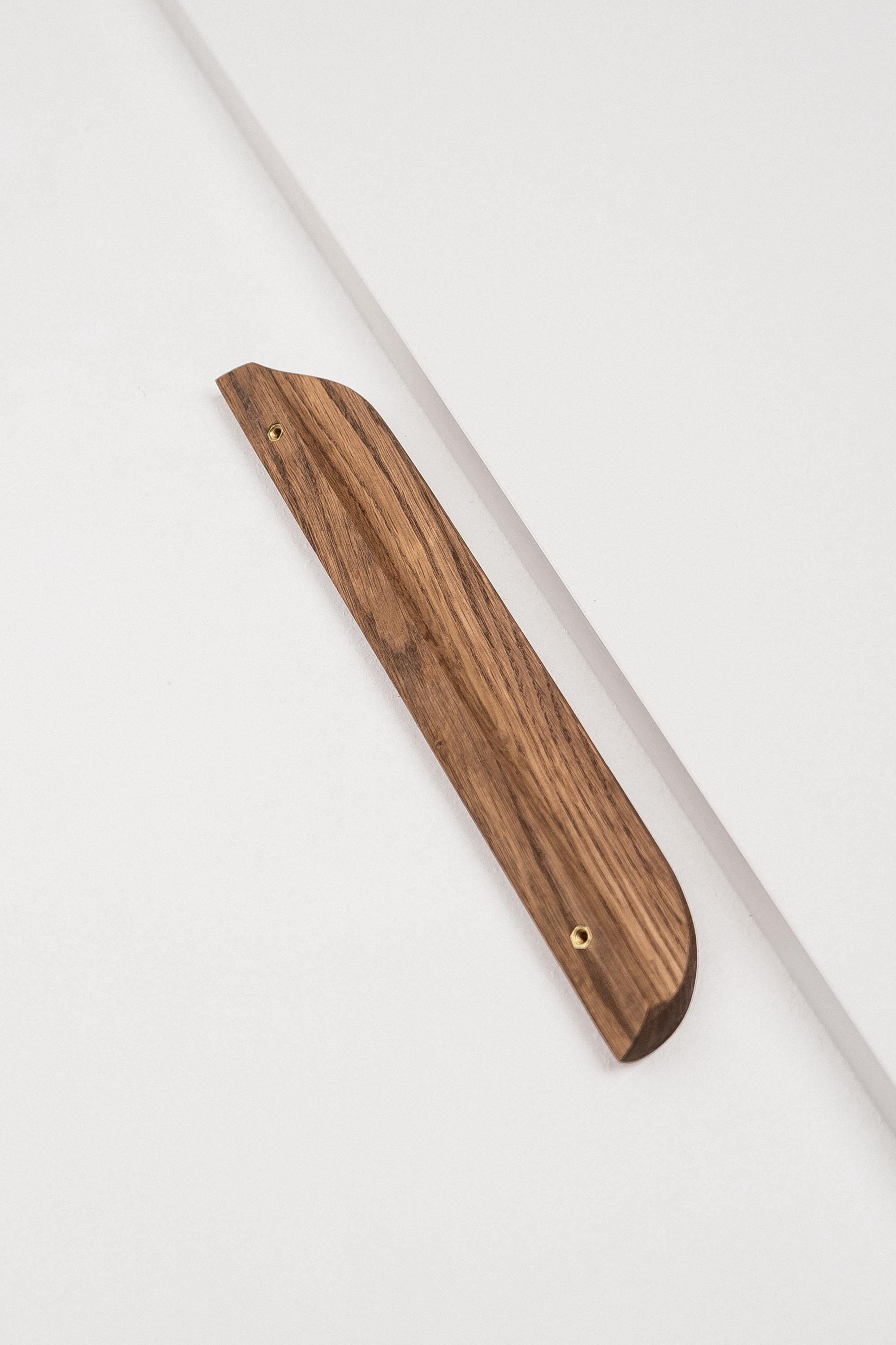 Tide Solid Oak Cabinet Handle, Rounded Wooden Handle for Kitchen Cabinets and Furniture, Walnut Finish