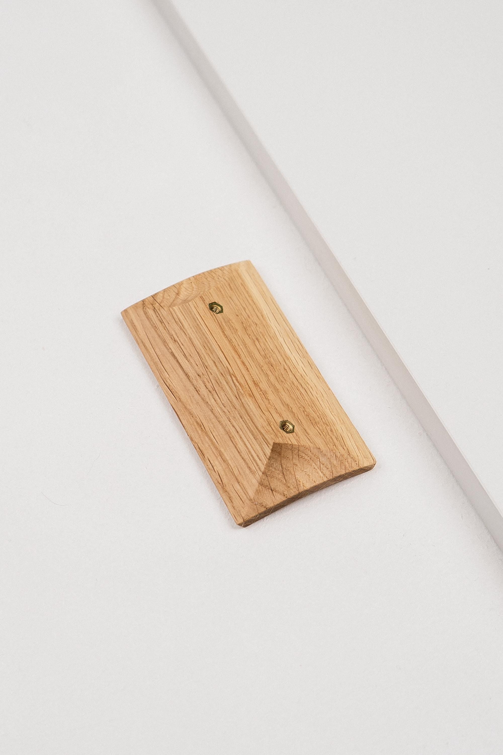 Plank Solid Oak Cabinet Handle, Long Wooden Furniture Handle, Walnut Finish