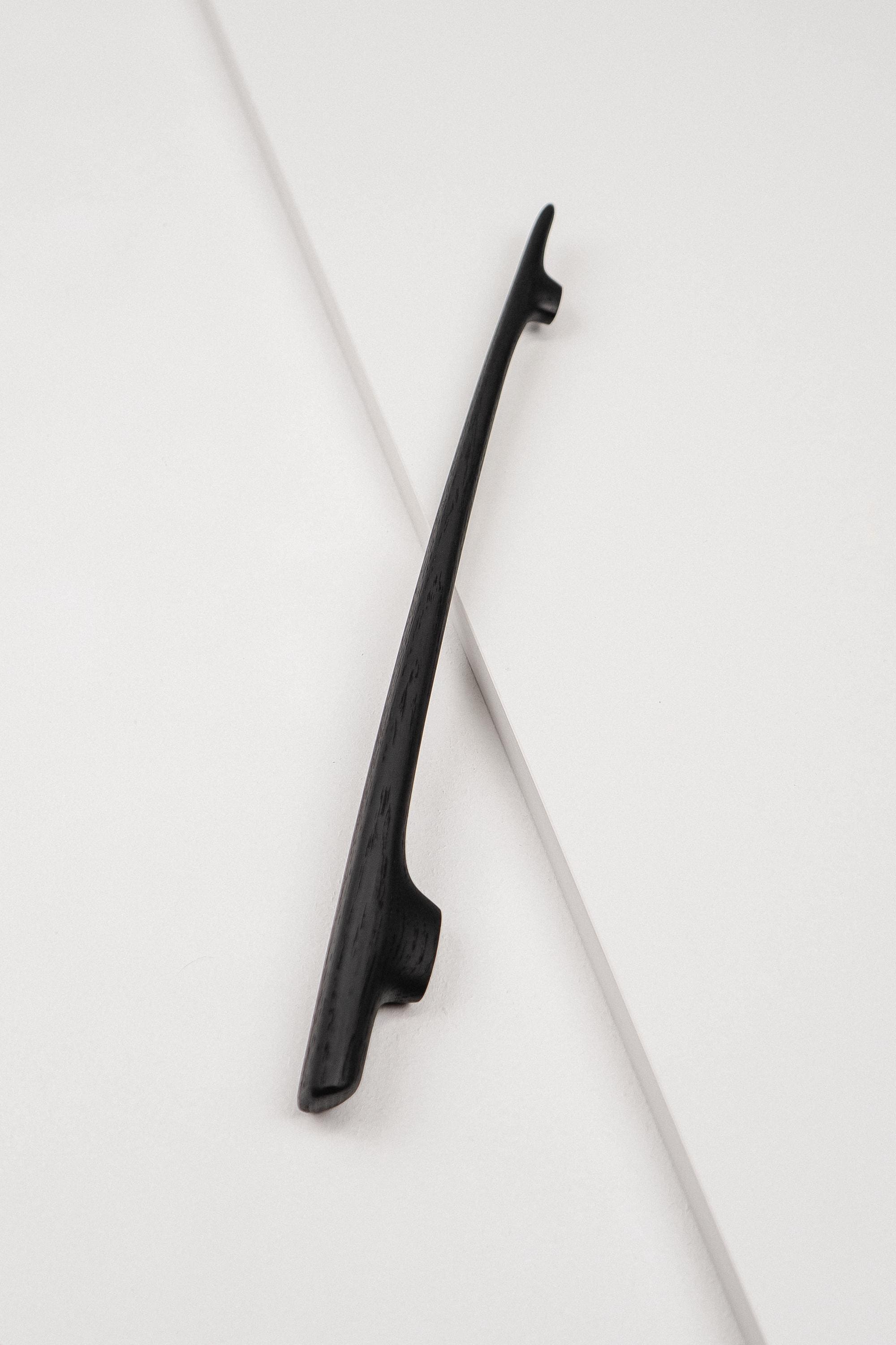 Glide Black Oak Cabinet Handle, Long Wooden Handle for Kitchen Cabinets and Furniture