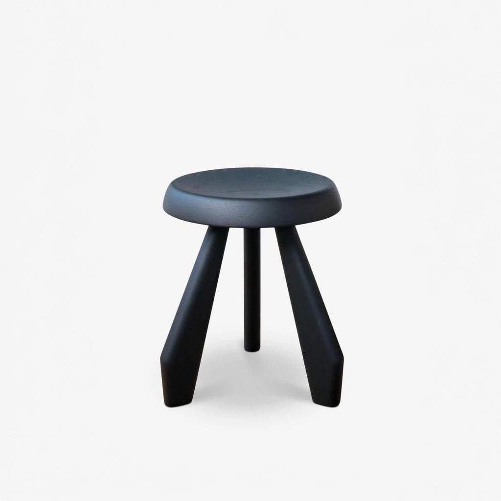 Meribel Solid Oak Stool, Round Wooden Stool Inspired by Charlotte Perriand