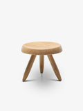 Berger Solid Oak Stool, Charlotte Perriand-Inspired Wooden Accent Seat, Round Minimalist Stool