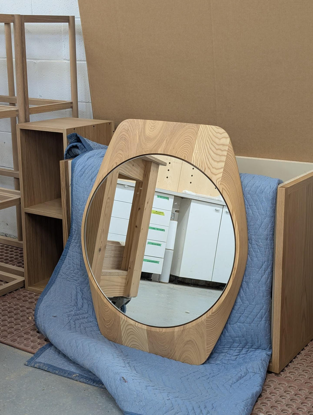 Aurelia Round Solid Oak Mirror, Natural Wood Wall Mirror, Organic Entryway & Bathroom Mirror