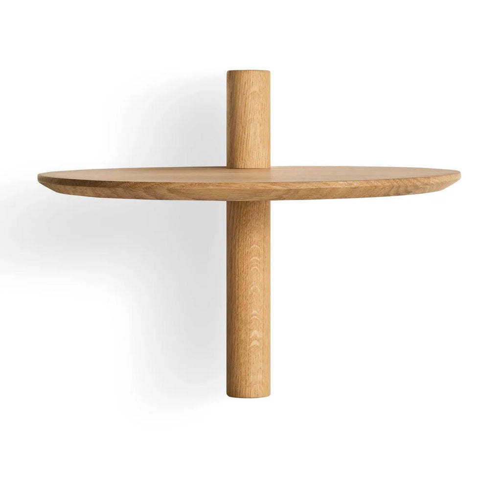 Round Solid Oak Wall Shelf, Minimalist Floating Wooden Shelf, Modern Bedside Shelf for Small Spaces