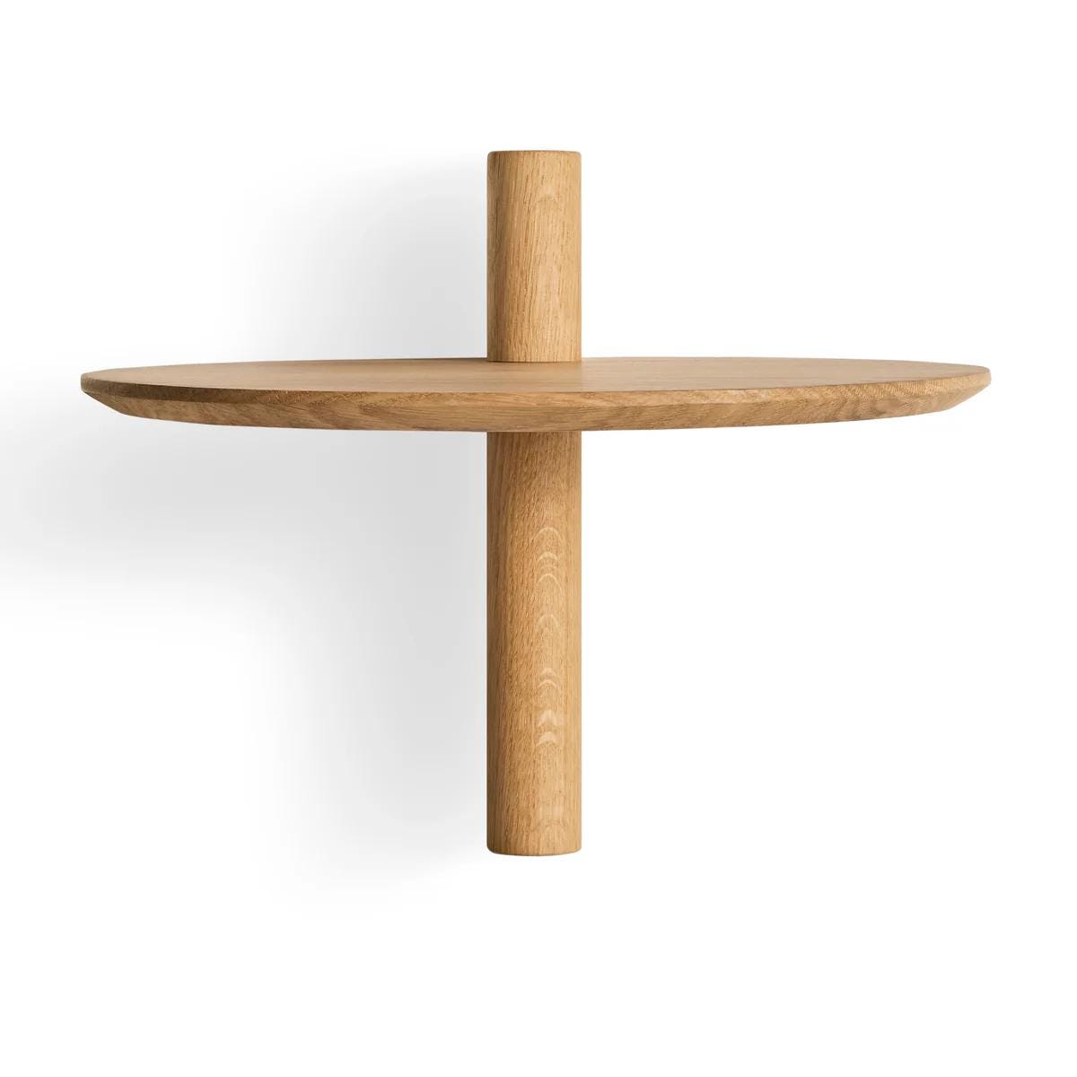 Round Solid Oak Wall Shelf, Minimalist Floating Wooden Shelf, Modern Bedside Shelf for Small Spaces
