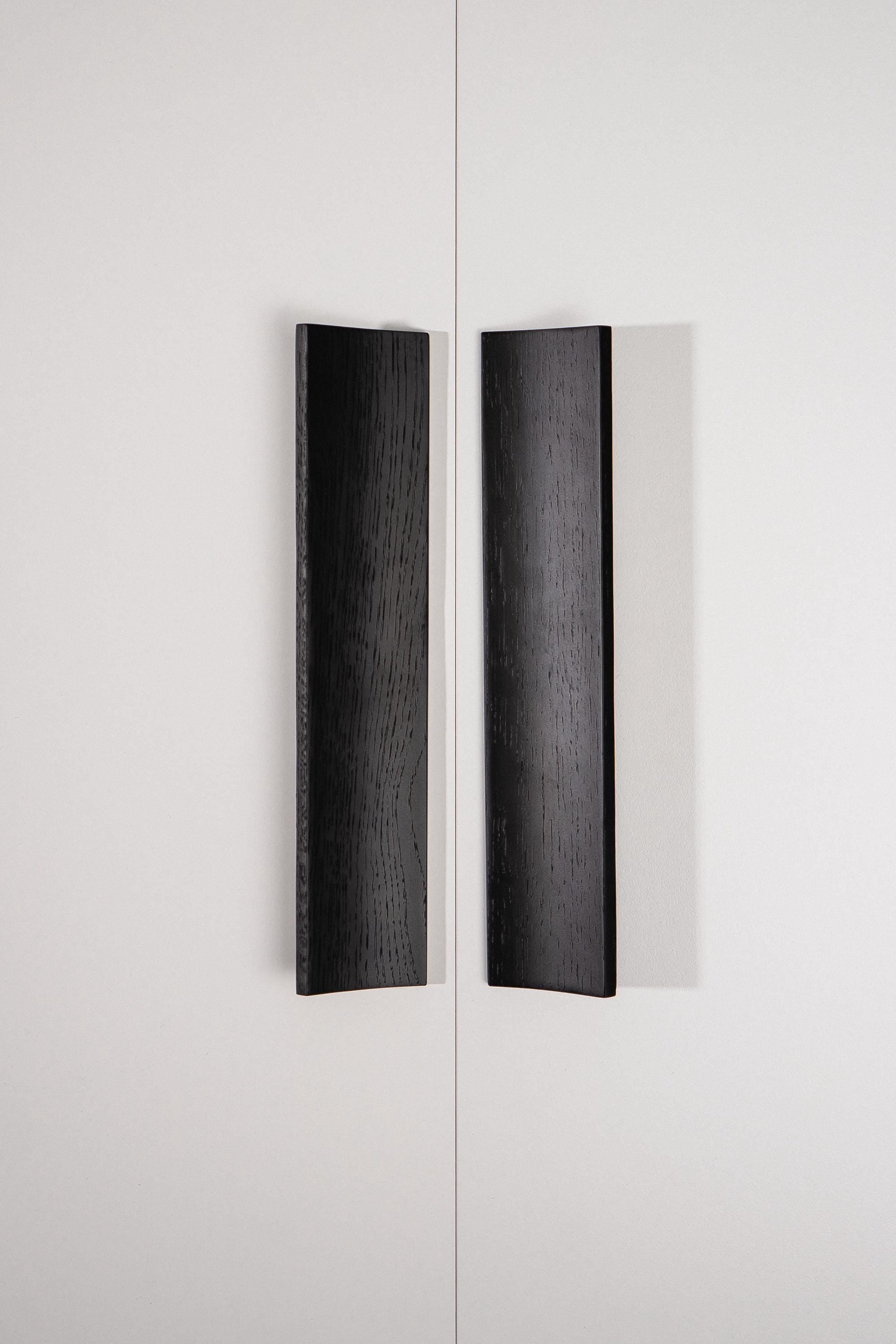 Plank Solid Oak Cabinet Handle, Black Wooden Furniture Handle
