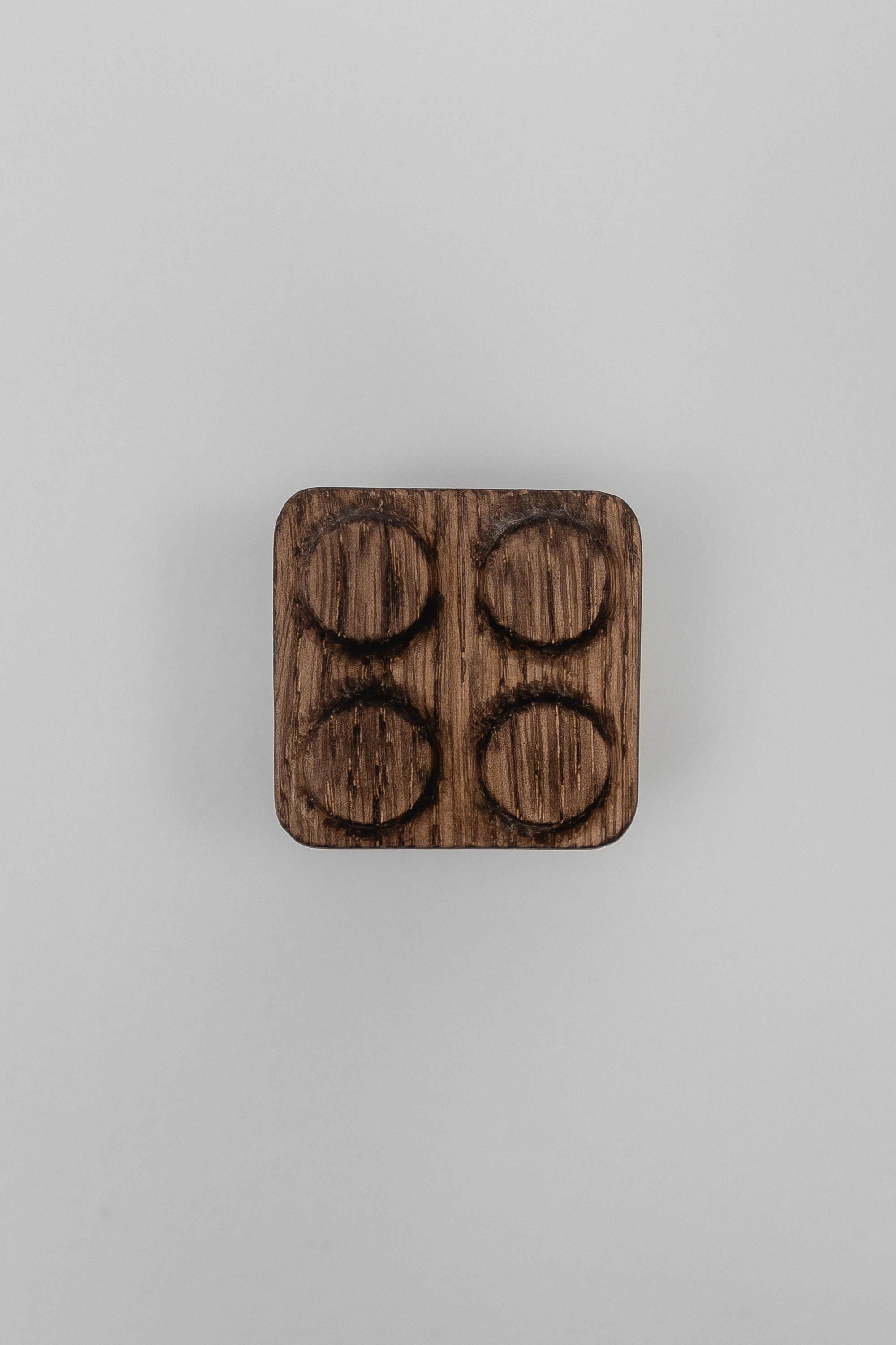 Solid Oak Building Block Cabinet Knob, Wooden Kids Furniture Handle for Cabinets and Dressers