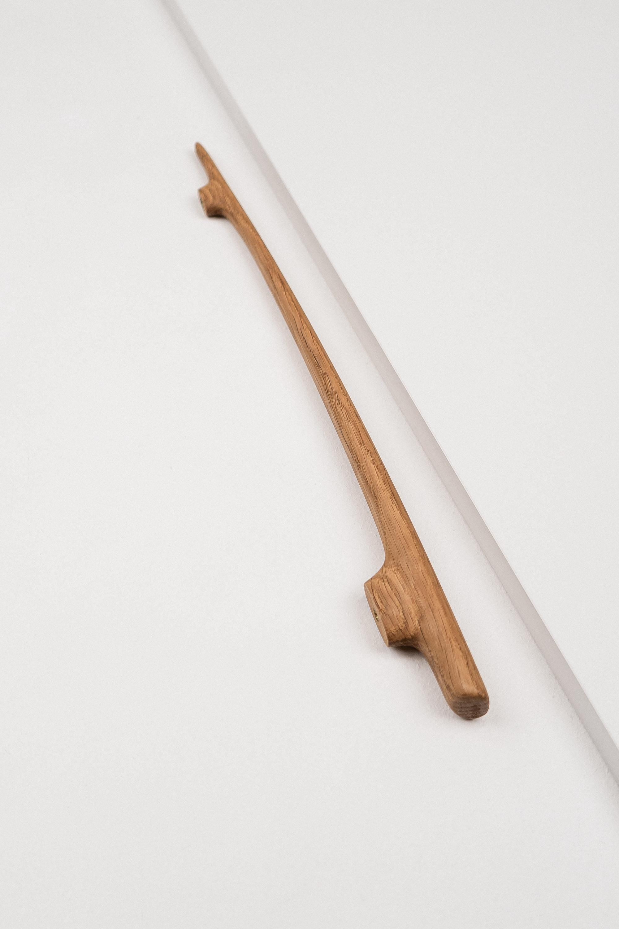 Glide Solid Oak Cabinet Handle, Long Wooden Handle for Kitchen Cabinets and Furniture