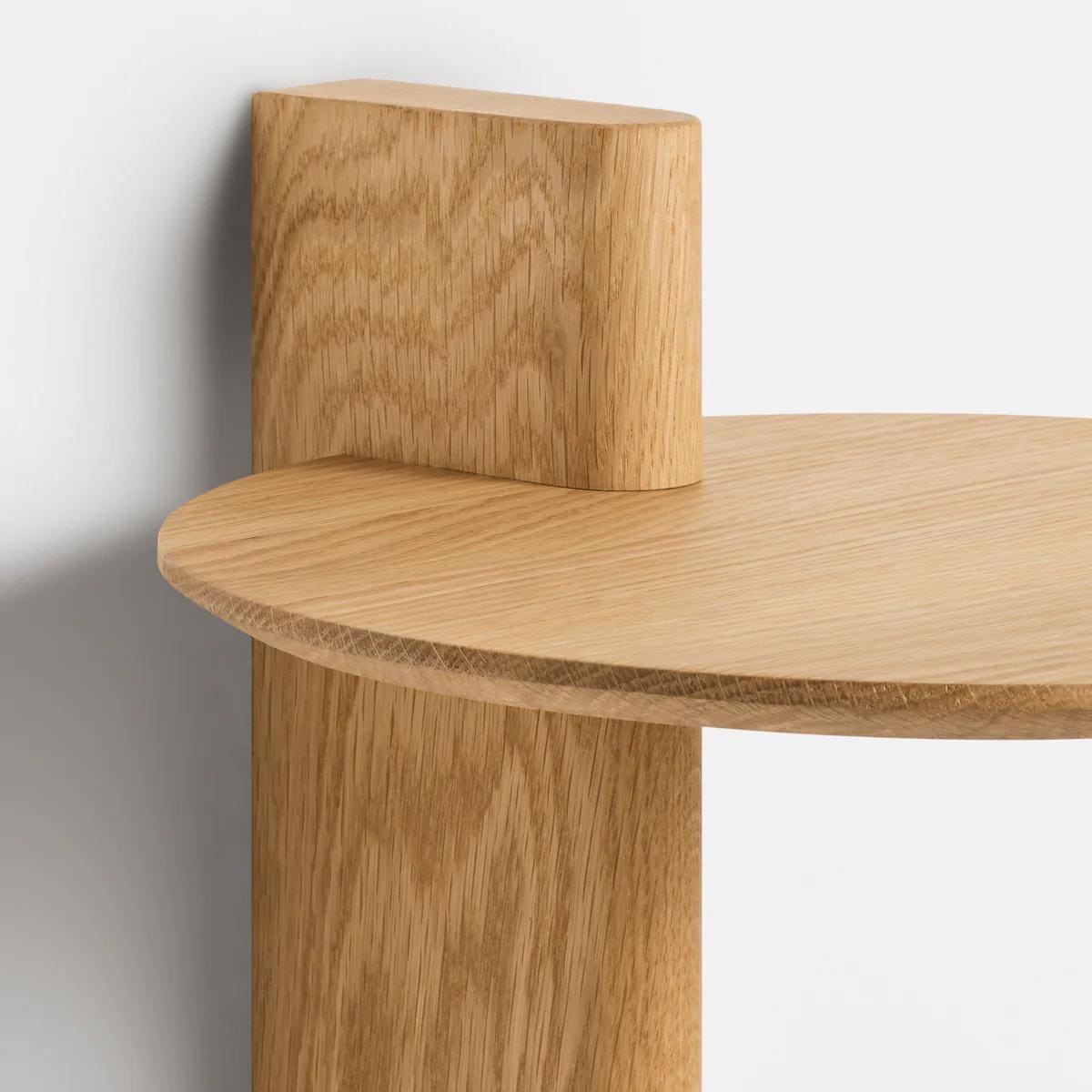 Round Solid Oak Wall Shelf, Minimalist Floating Wooden Shelf, Modern Bedside Shelf for Small Spaces