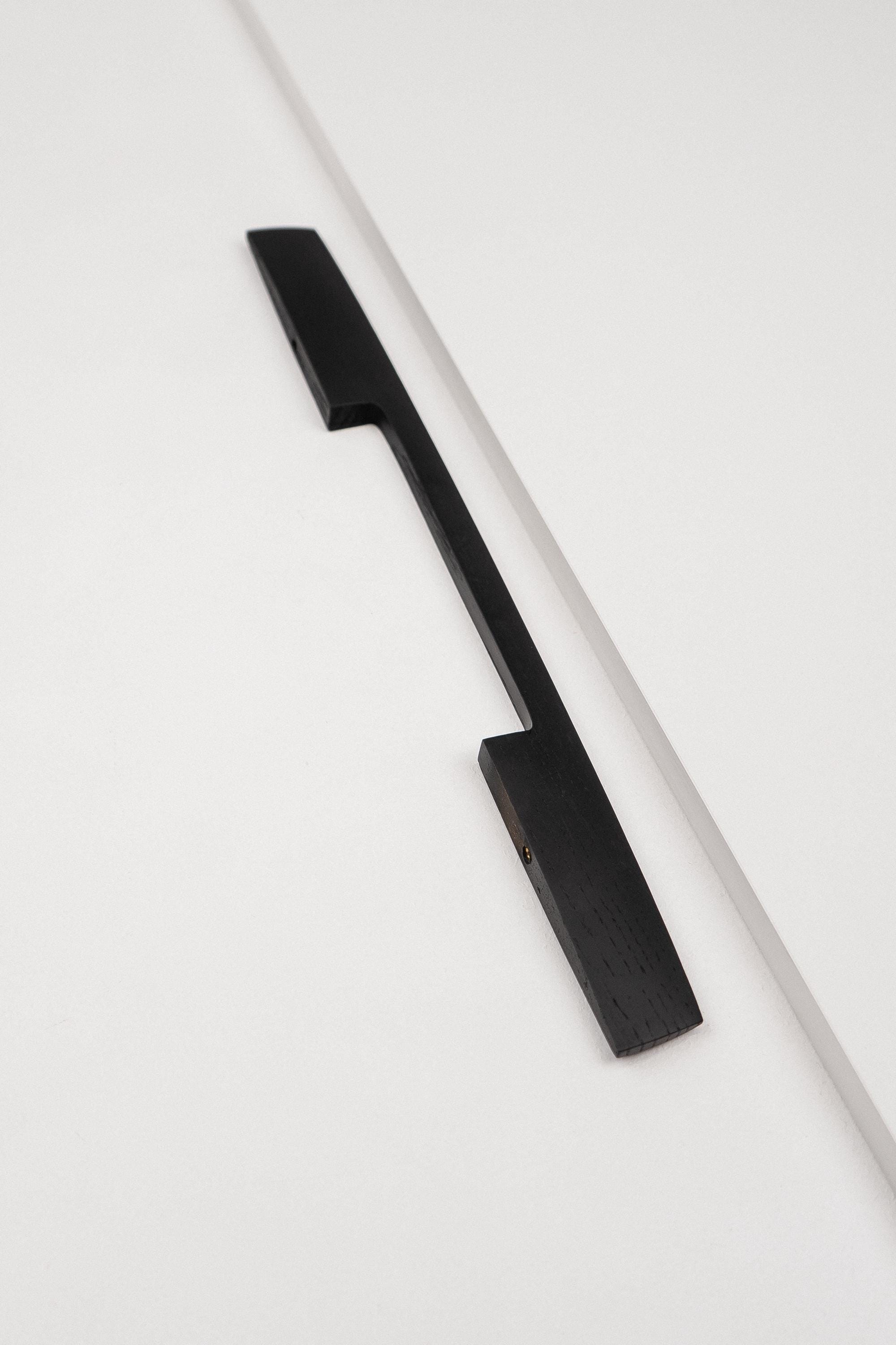 Ridge Black Oak Cabinet Handle, Geometric Wooden Handle for Kitchen Cabinets and Furniture