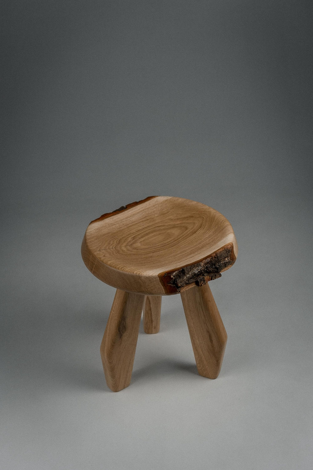 Meribel Milking Stool, Charlotte Perriand Inspired Oak Stool, Rustic Wooden Accent Seat
