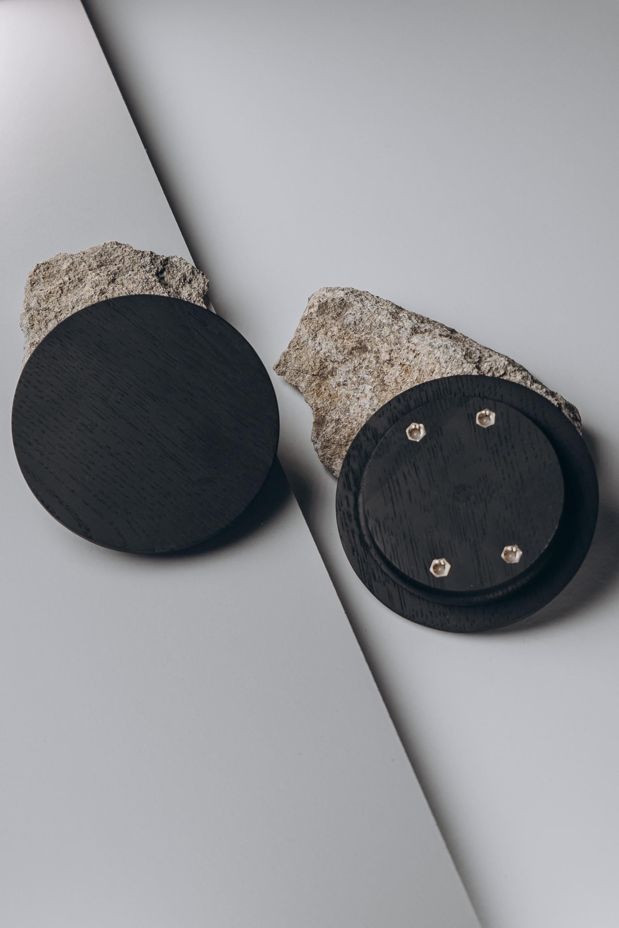 Round Solid Oak Cabinet Knobs, Wooden Round Furniture Knobs, Large Drawer and Cabinet Knobs, Minimalist Cabinet Hardware