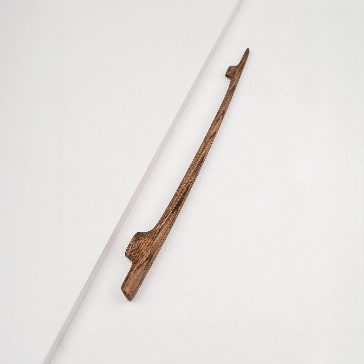 Glide Solid Oak Cabinet Handle, Long Wooden Handle for Kitchen Cabinets and Furniture, Walnut Finish