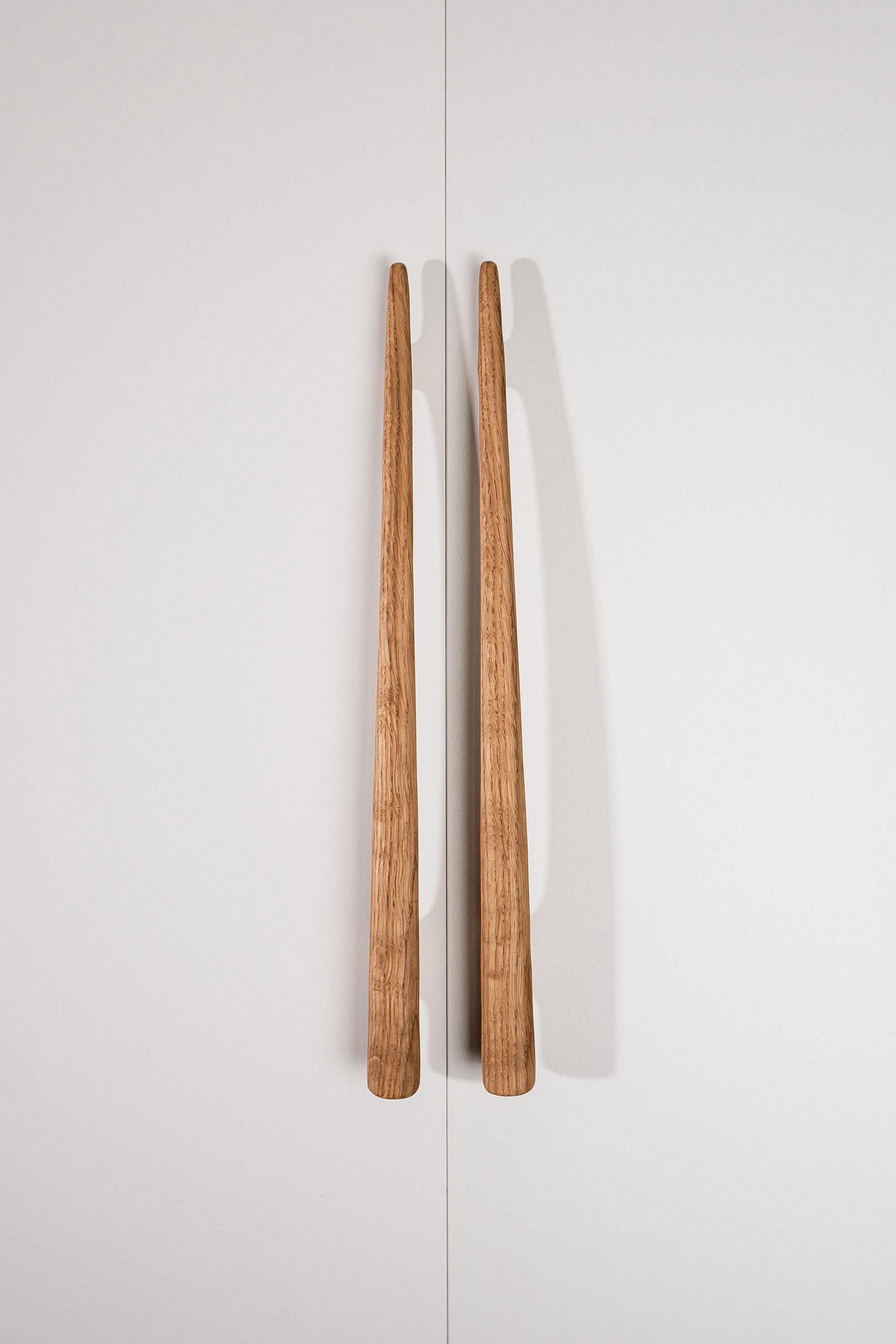 Glide Solid Oak Cabinet Handle, Long Wooden Handle for Kitchen Cabinets and Furniture