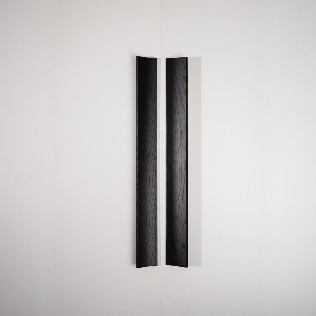 Plank Solid Oak Cabinet Handle, Black Wooden Furniture Handle
