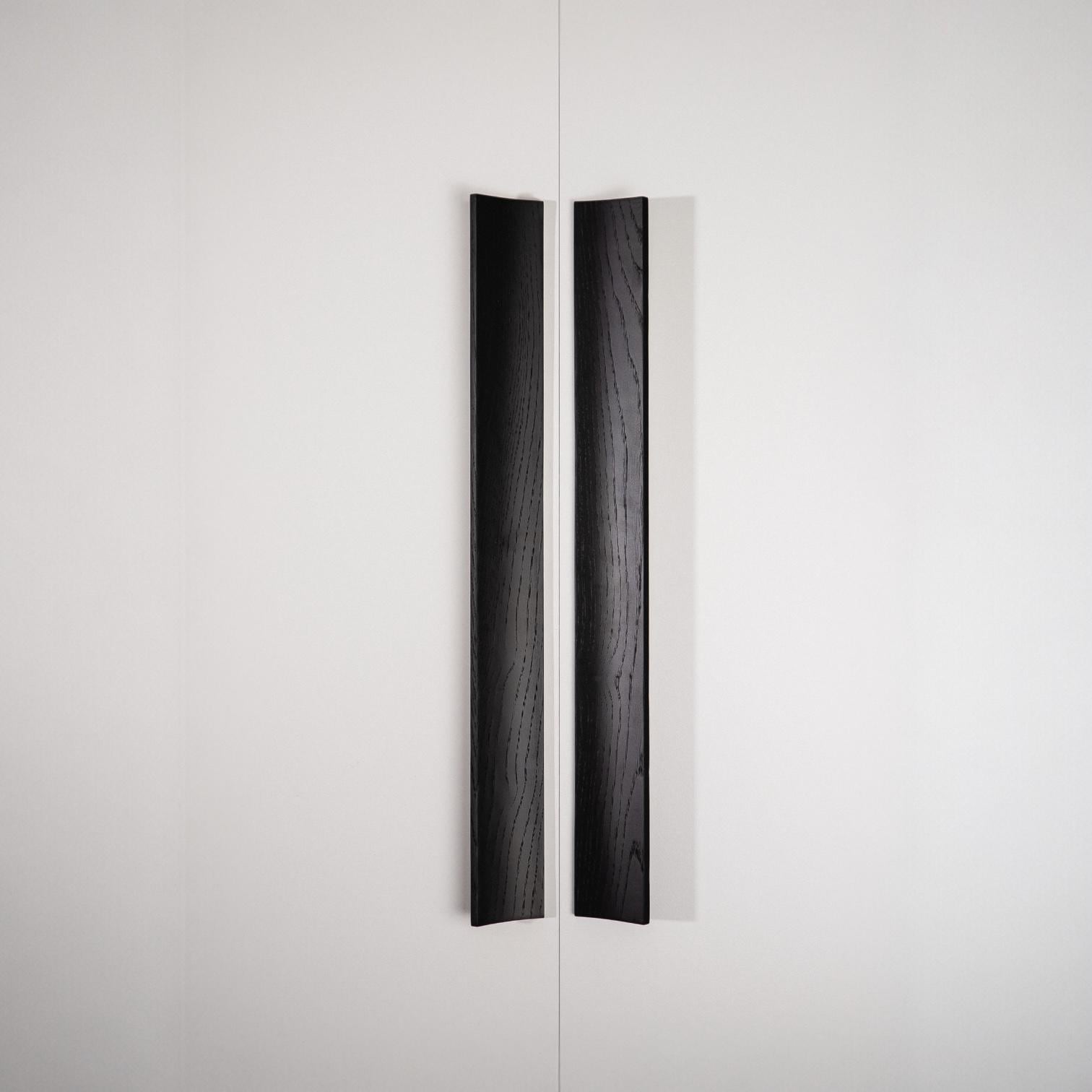 Plank Solid Oak Cabinet Handle, Black Wooden Furniture Handle