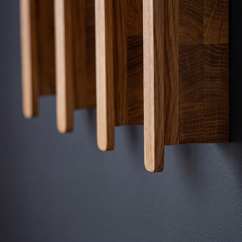 Modern Wooden Wall Coat Rack, Solid Oak Wall Hooks, Scandinavian Entryway Organizer, Minimalist Wall Mounted Coat Rack