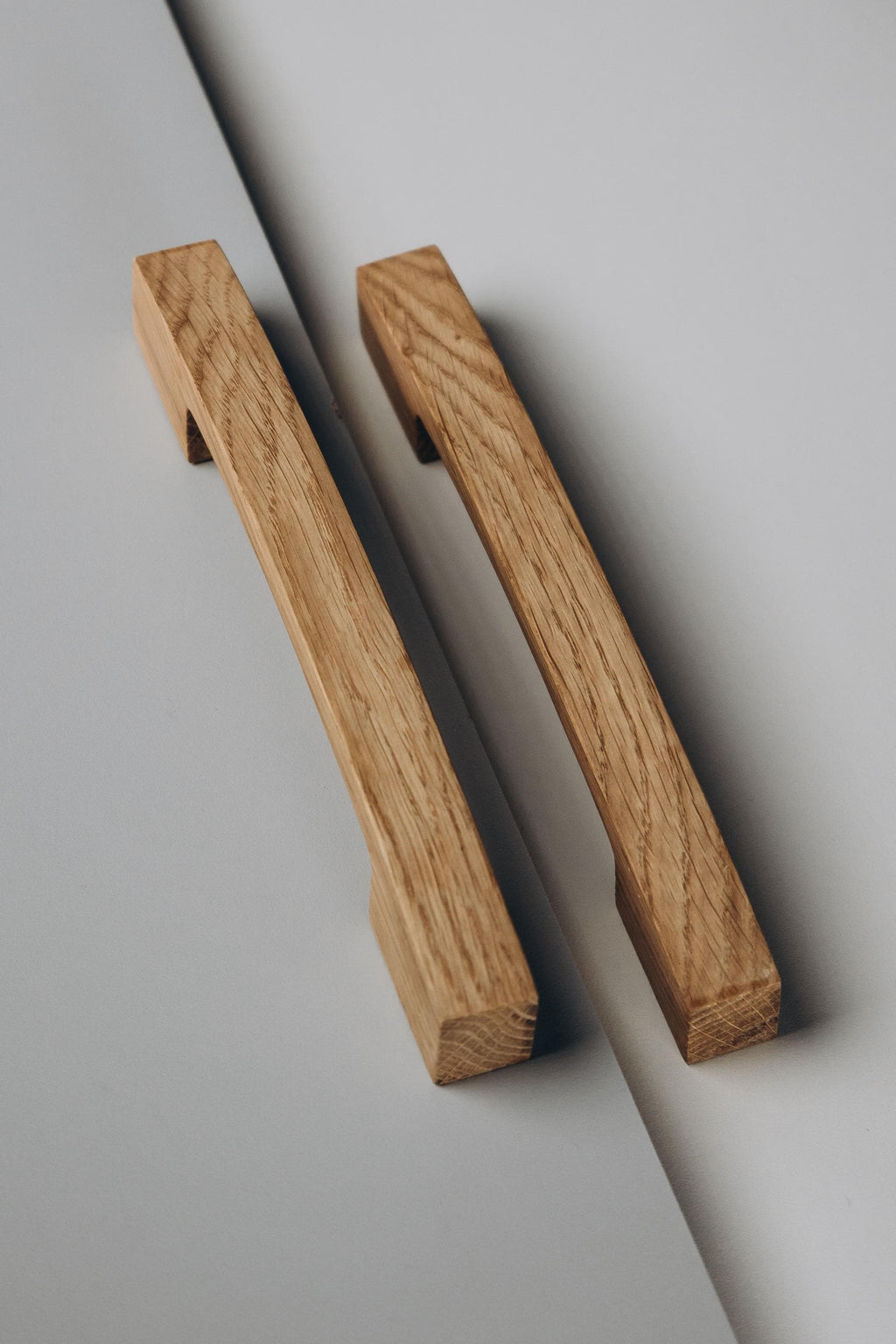 Long Solid Oak Cabinet Handles, Minimalist Wooden Drawer Pulls, Modern Furniture Hardware