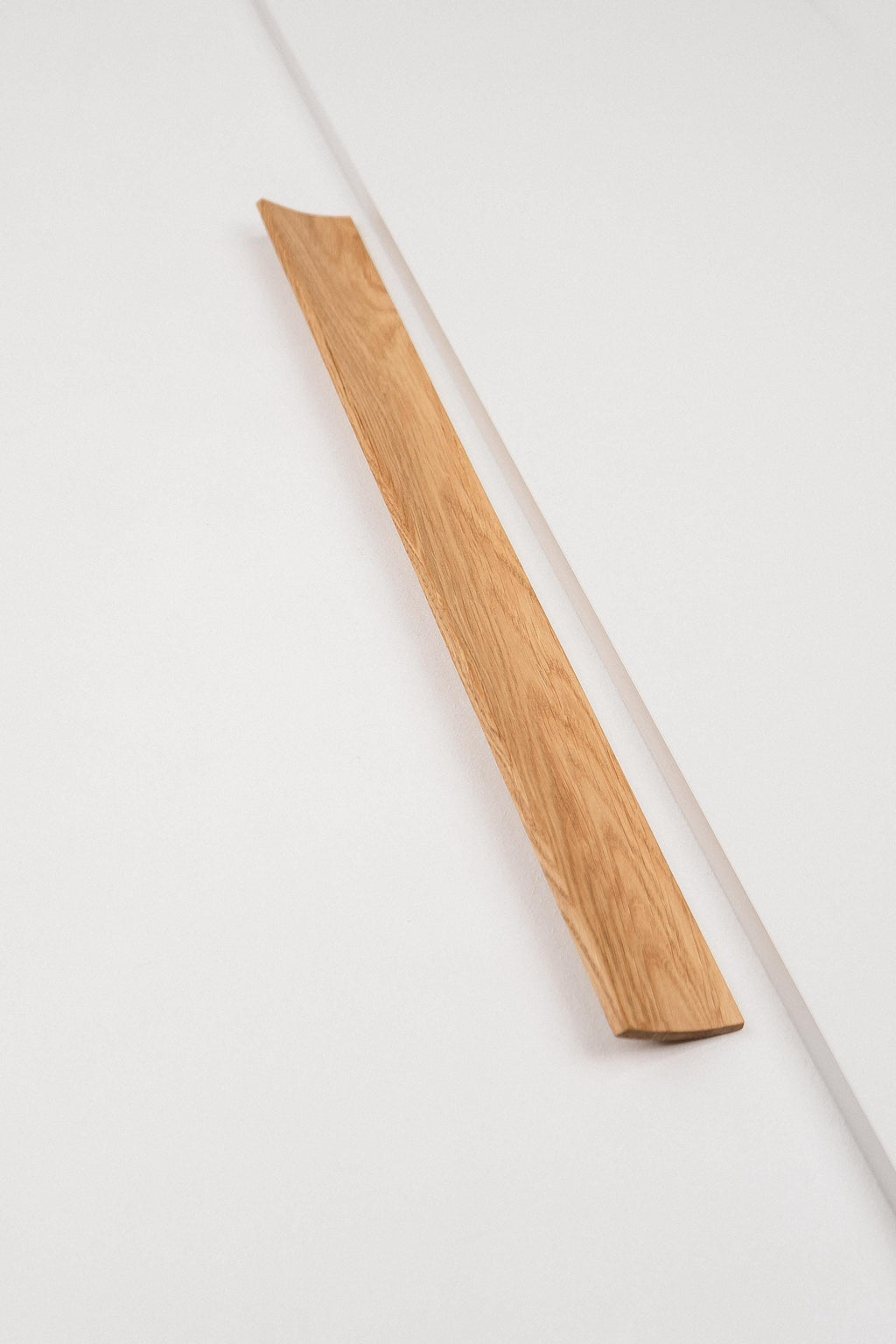 Plank Solid Oak Cabinet Handle, Long Wooden Furniture Handle, Walnut Finish