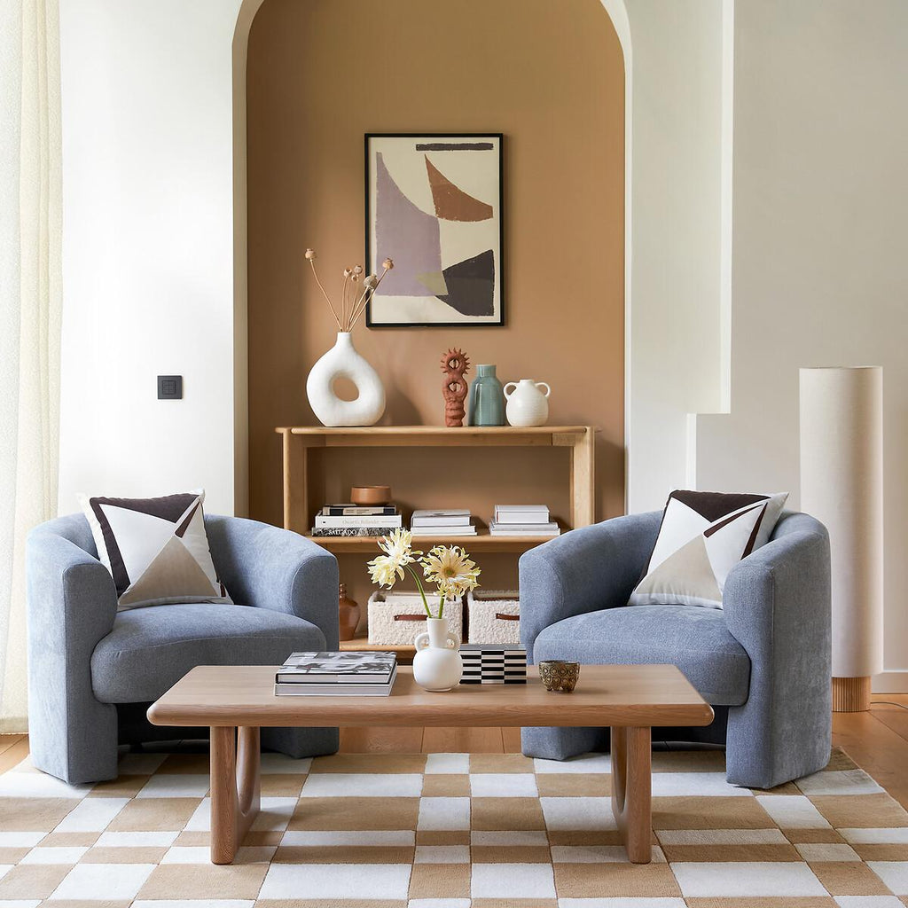 Solid Oak Coffee Table, Organic Modern Japandi Coffee Table, Minimalist Wooden Living Room Table