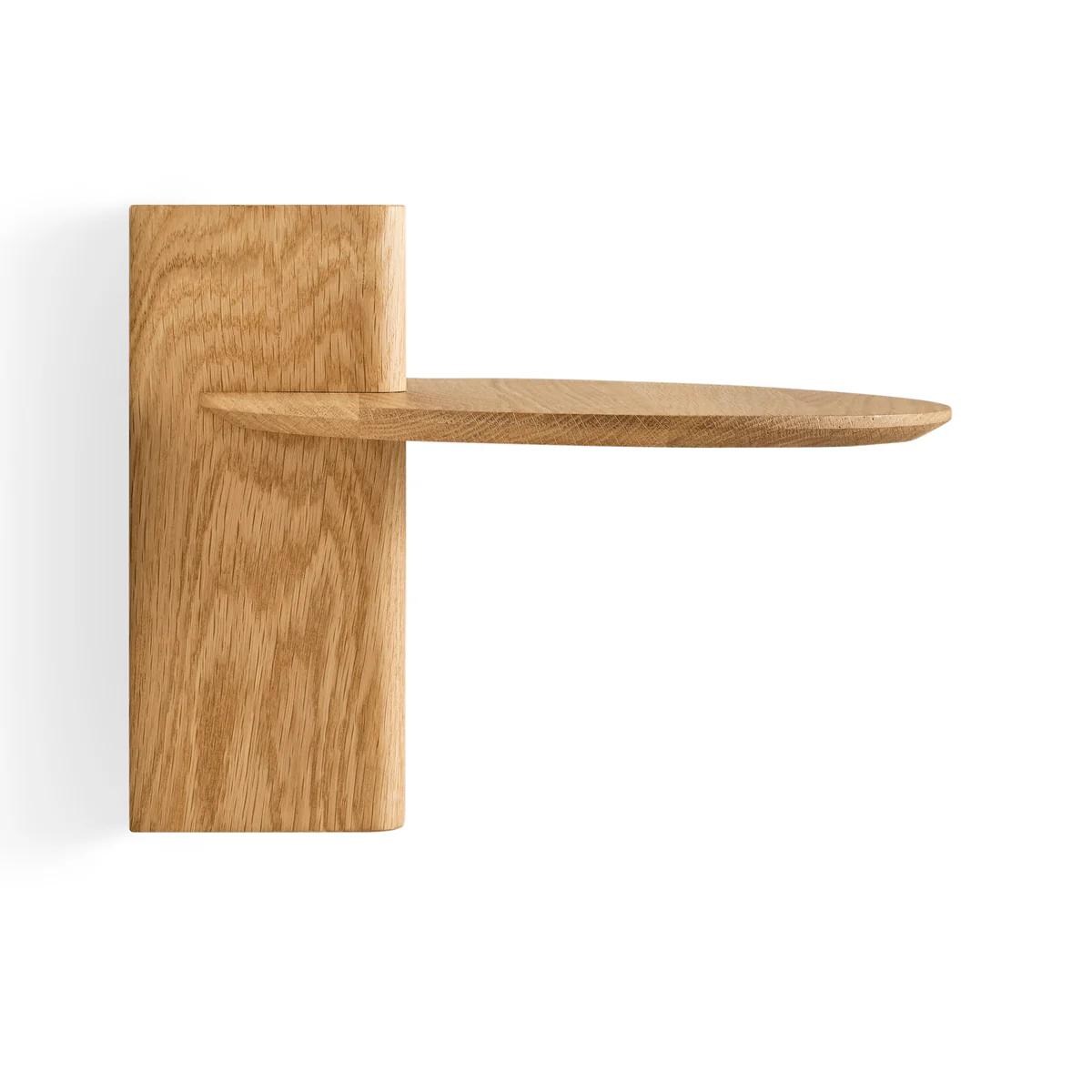 Round Solid Oak Wall Shelf, Minimalist Floating Wooden Shelf, Modern Bedside Shelf for Small Spaces