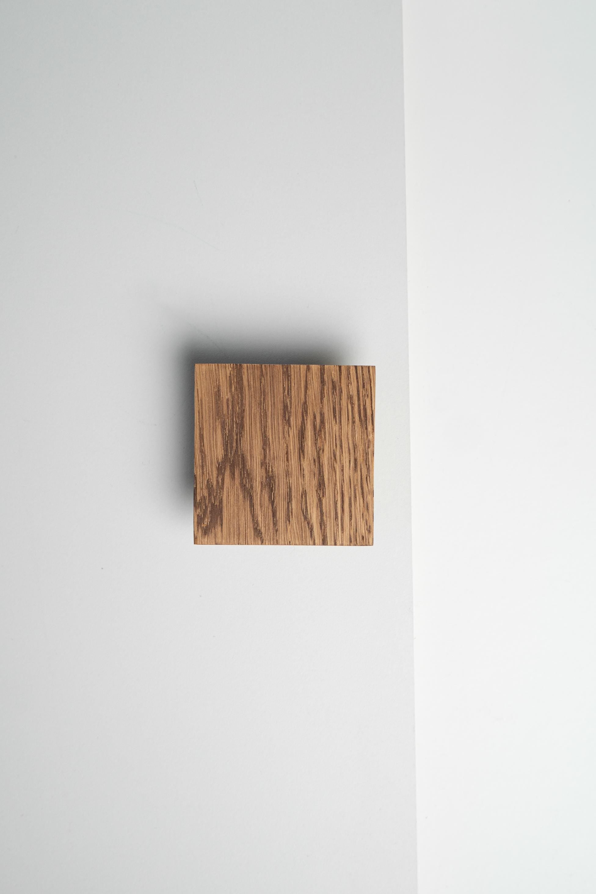 Square Solid Oak Cabinet Handle, Minimalist Wooden Drawer Pull, Modern Furniture Hardware