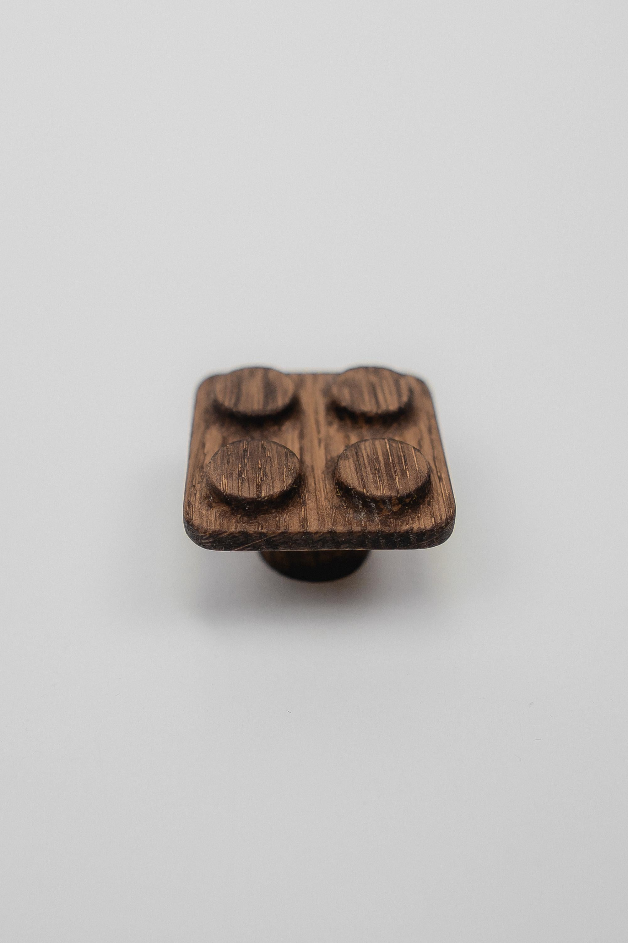 Solid Oak Building Block Cabinet Knob, Wooden Kids Furniture Handle for Cabinets and Dressers