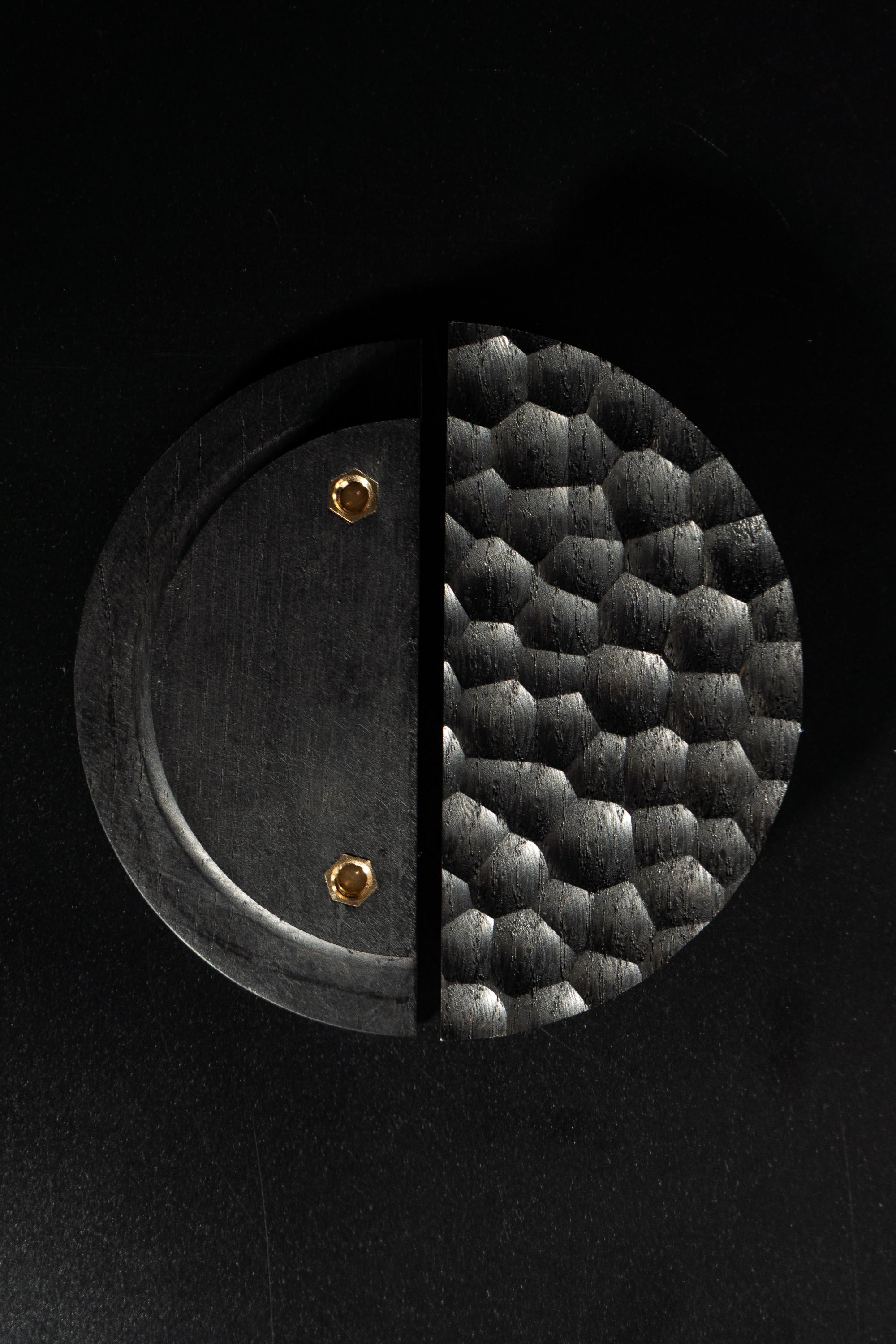 Black Oak Half Moon Cabinet Handles, Wooden Drawer Pulls for Kitchen Cabinets, Dressers and Wardrobes