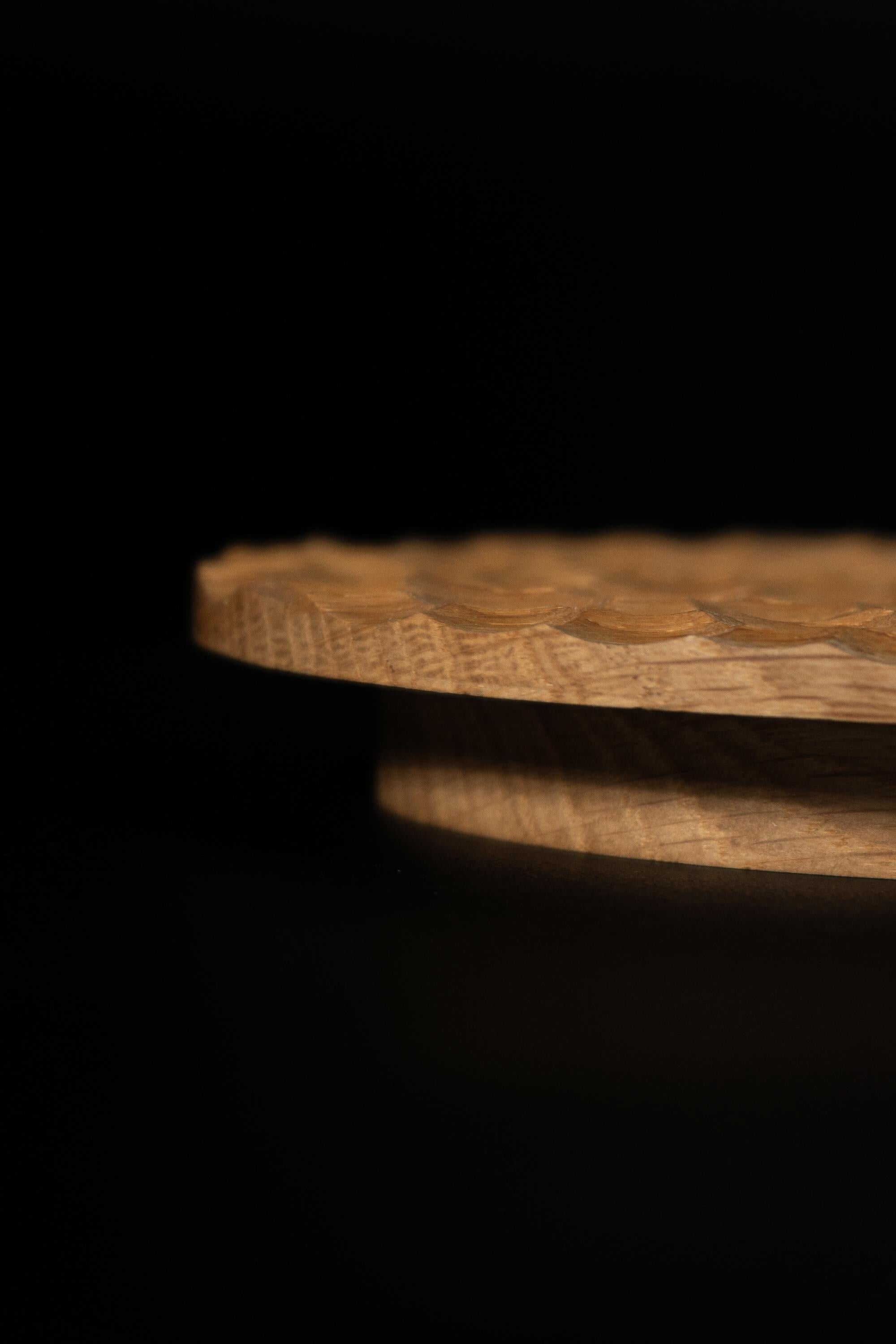 Round Textured Solid Oak Cabinet Knob, Designer Wooden Drawer Knob, Modern Furniture Hardware