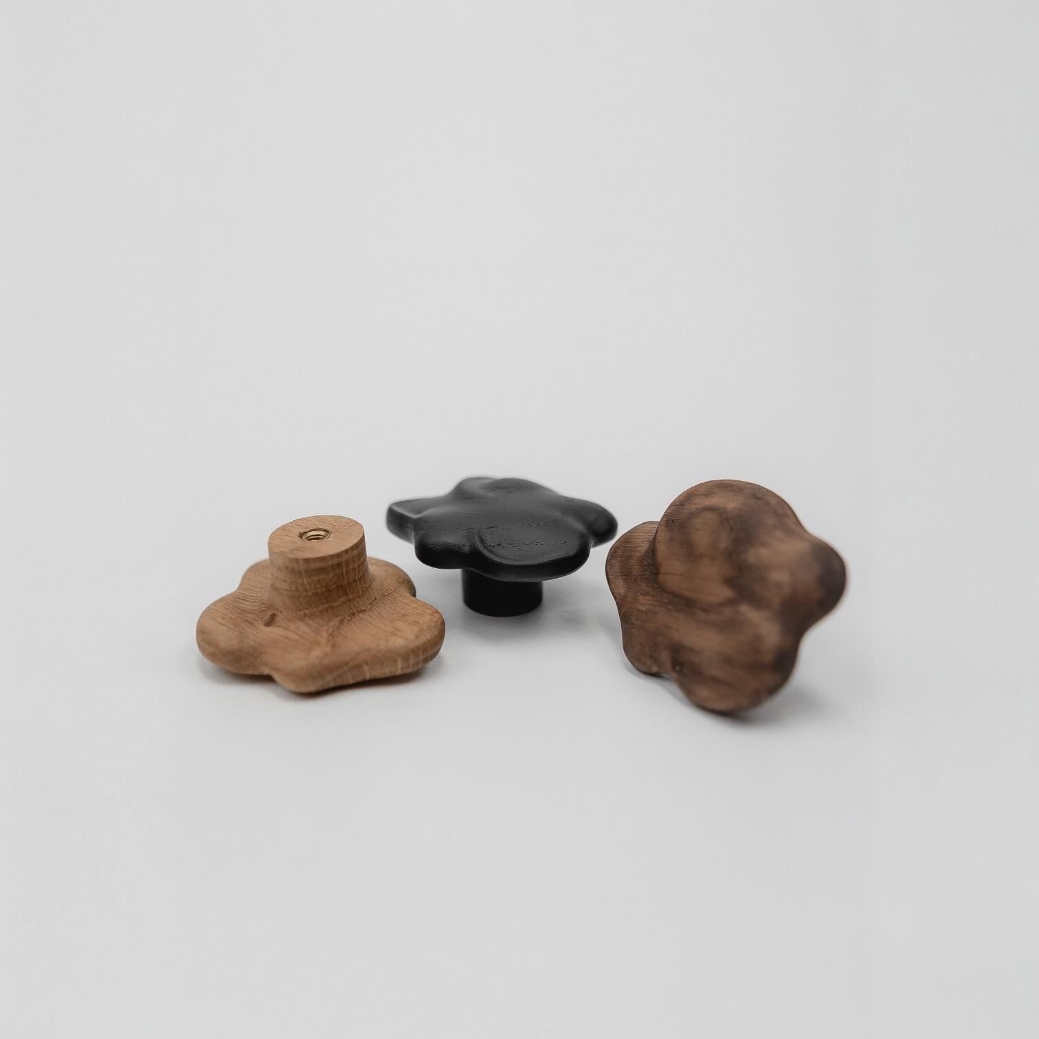 Solid Oak Cloud-Shaped Drawer Knob, Wooden Cabinet Knob for Kids' Furniture, Nursery Cabinet Handle