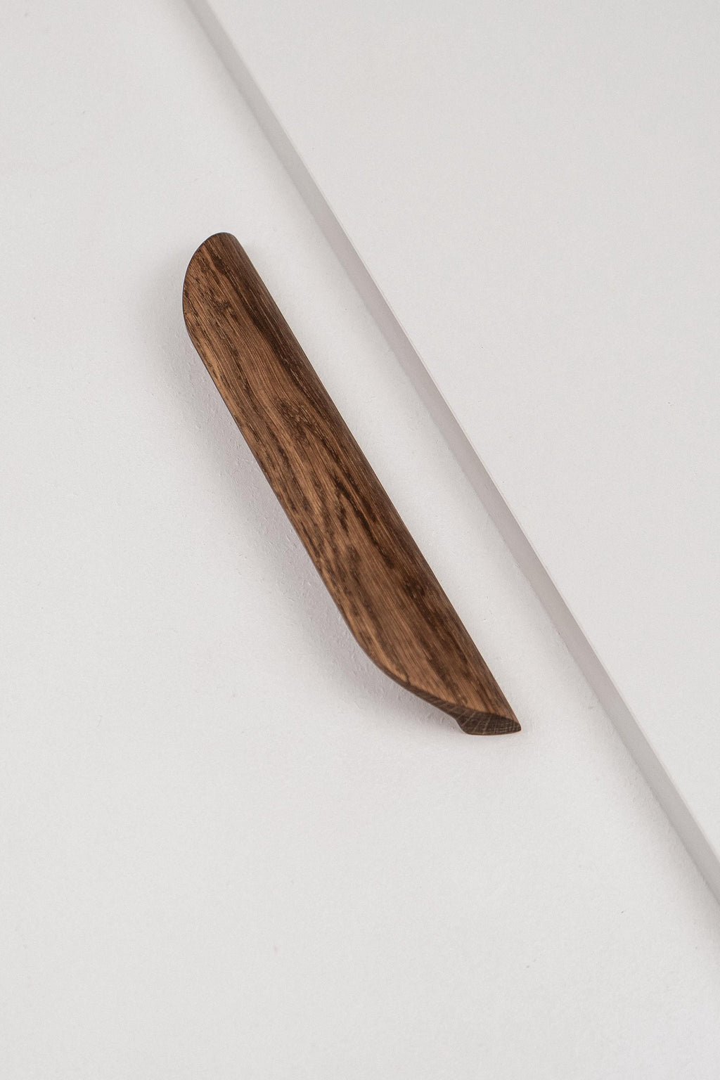 Tide Solid Oak Cabinet Handle, Rounded Wooden Handle for Kitchen Cabinets and Furniture, Walnut Finish