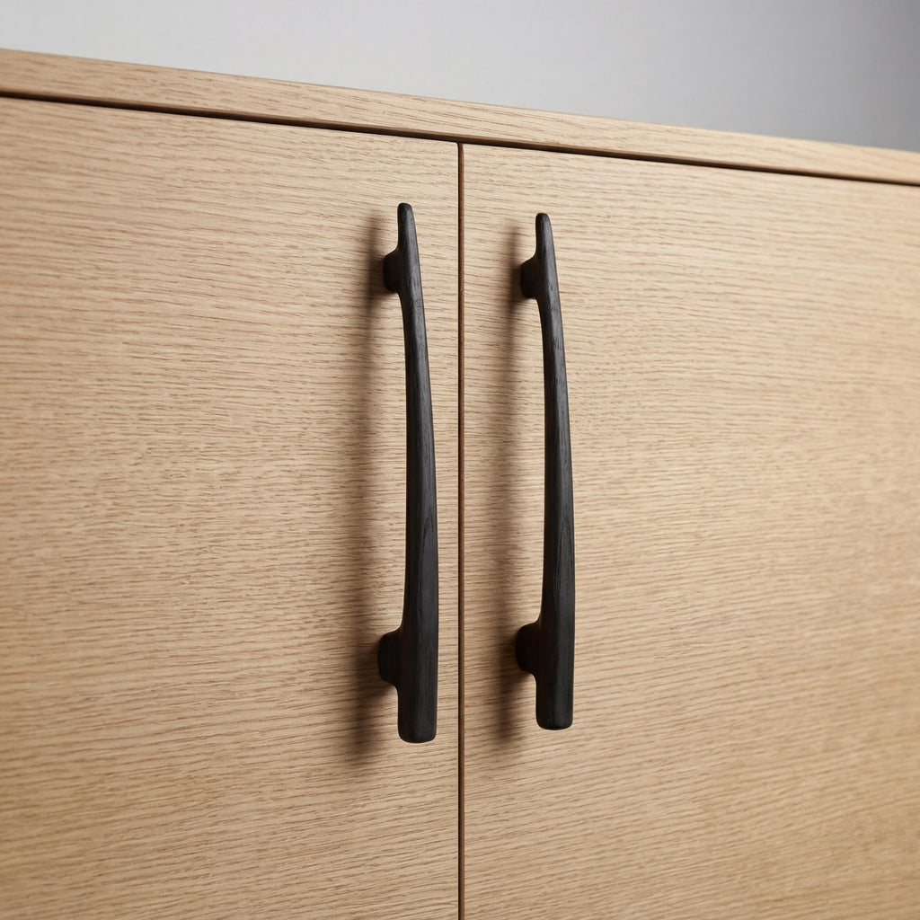 Glide Black Oak Cabinet Handle, Long Wooden Handle for Kitchen Cabinets and Furniture