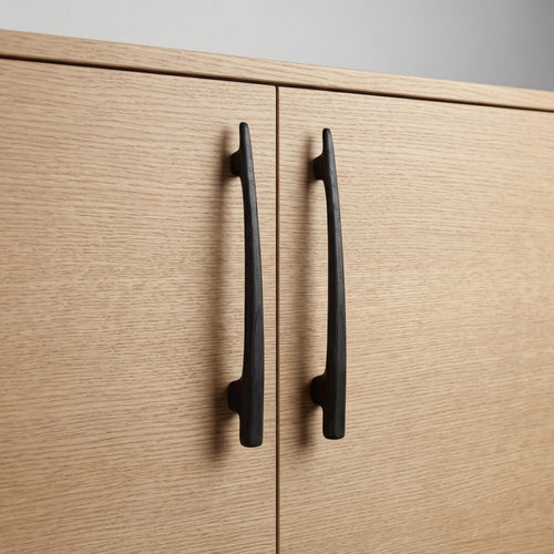 Glide Black Oak Cabinet Handle, Long Wooden Handle for Kitchen Cabinets and Furniture