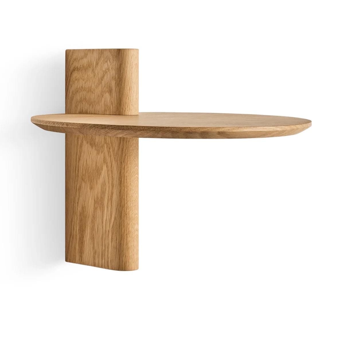 Round Solid Oak Wall Shelf, Minimalist Floating Wooden Shelf, Modern Bedside Shelf for Small Spaces