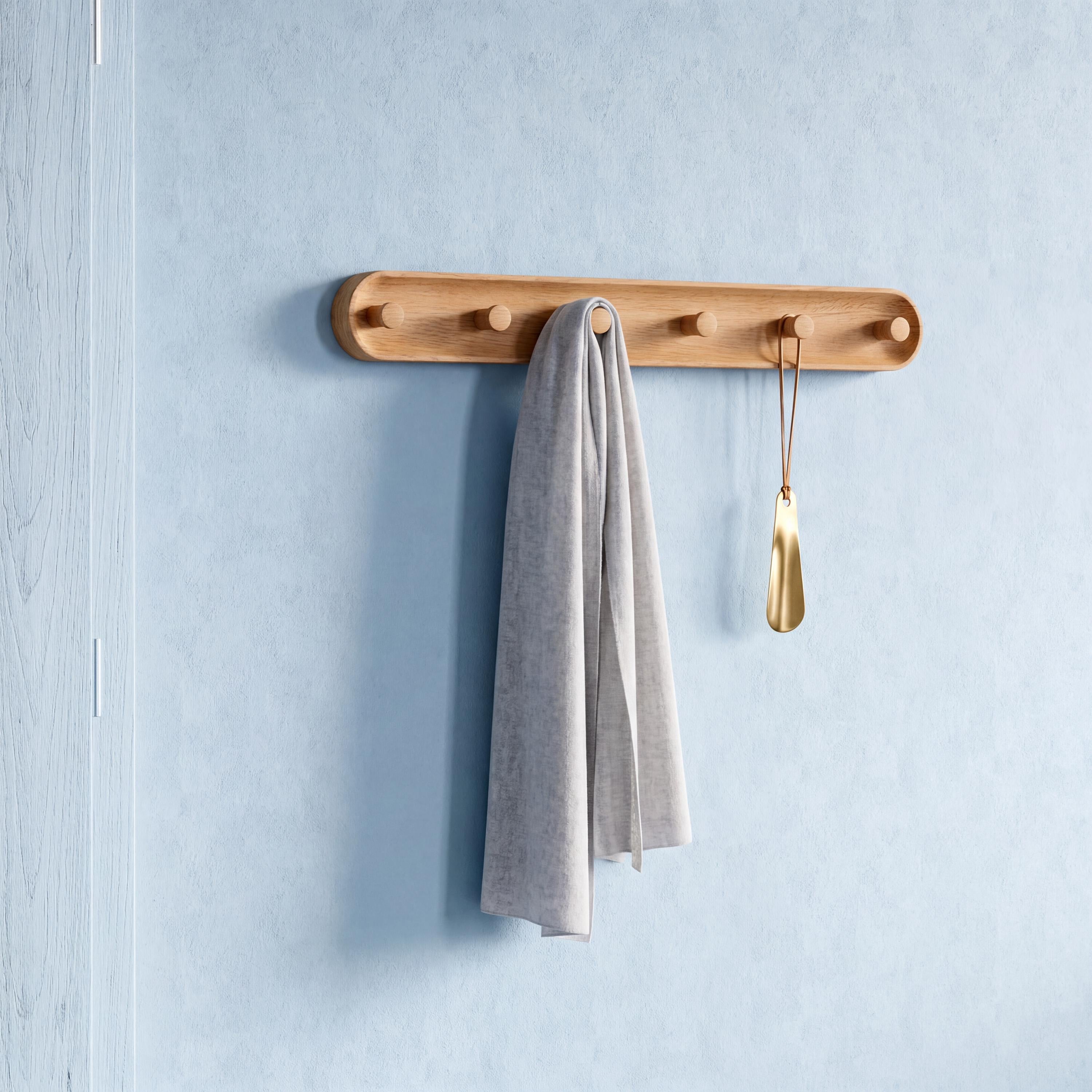 Modern Wooden Wall Coat Rack, Solid Oak Coat Hooks, Scandinavian Entryway Organizer, Minimalist Wall Storage Rack
